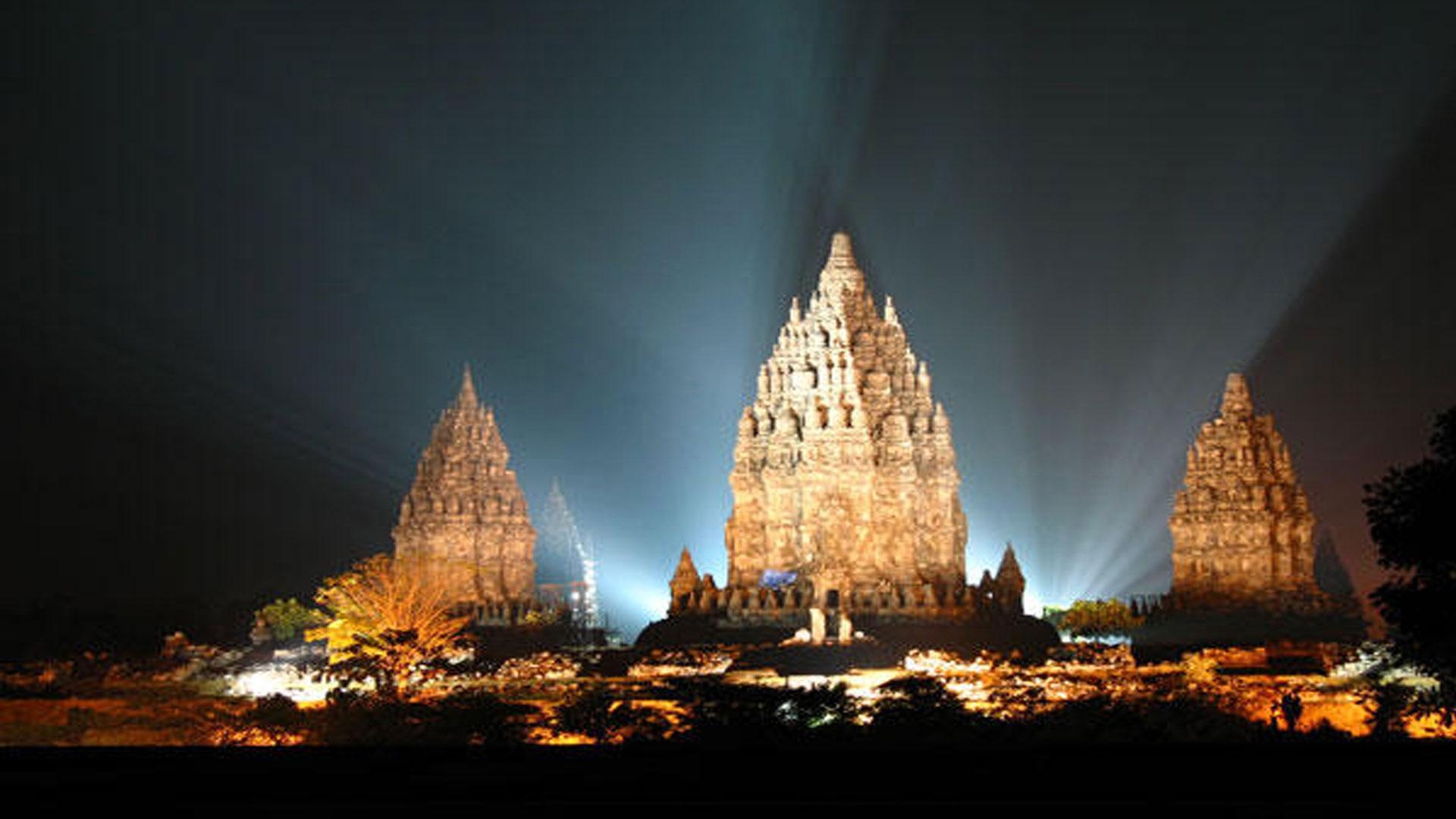 1920x1080 Prambanan Temple Night Lights Wallpaper, Desktop