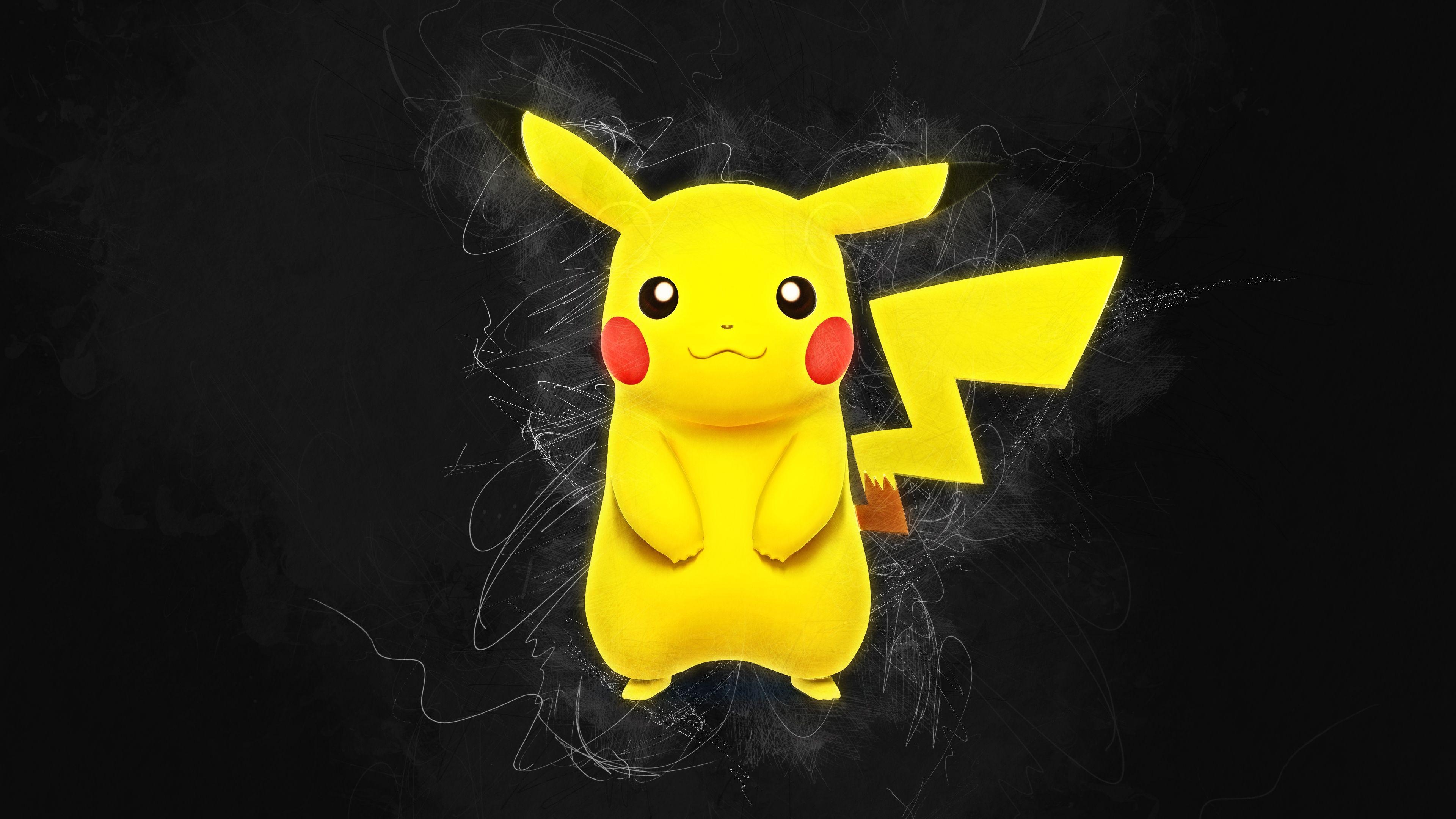 3840x2160 Wallpaper Pikachu, Pokémon, 4K, Black Dark, Desktop