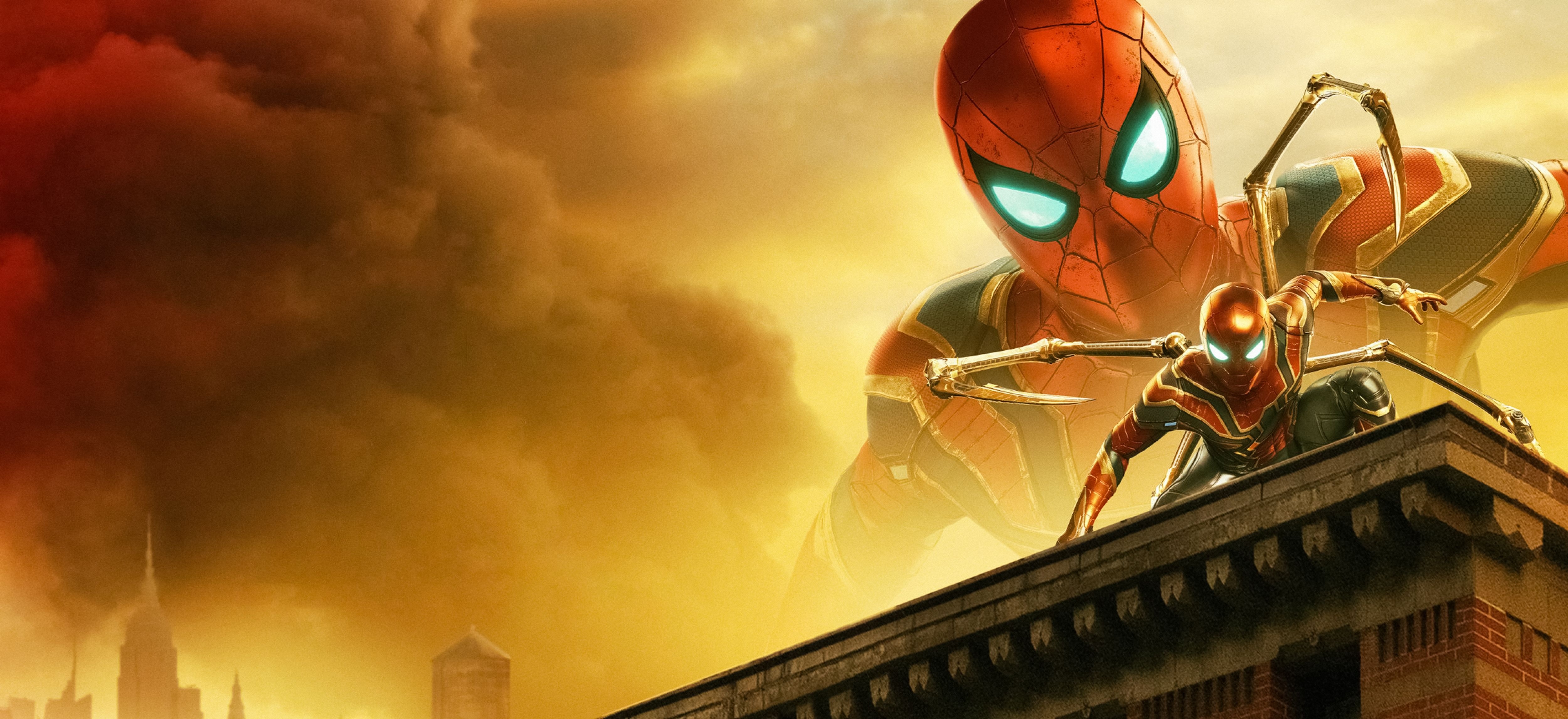 5000x2300 Spider Man: Far From Home 4K Wallpaper, Iron Spider, Movies, Dual Screen