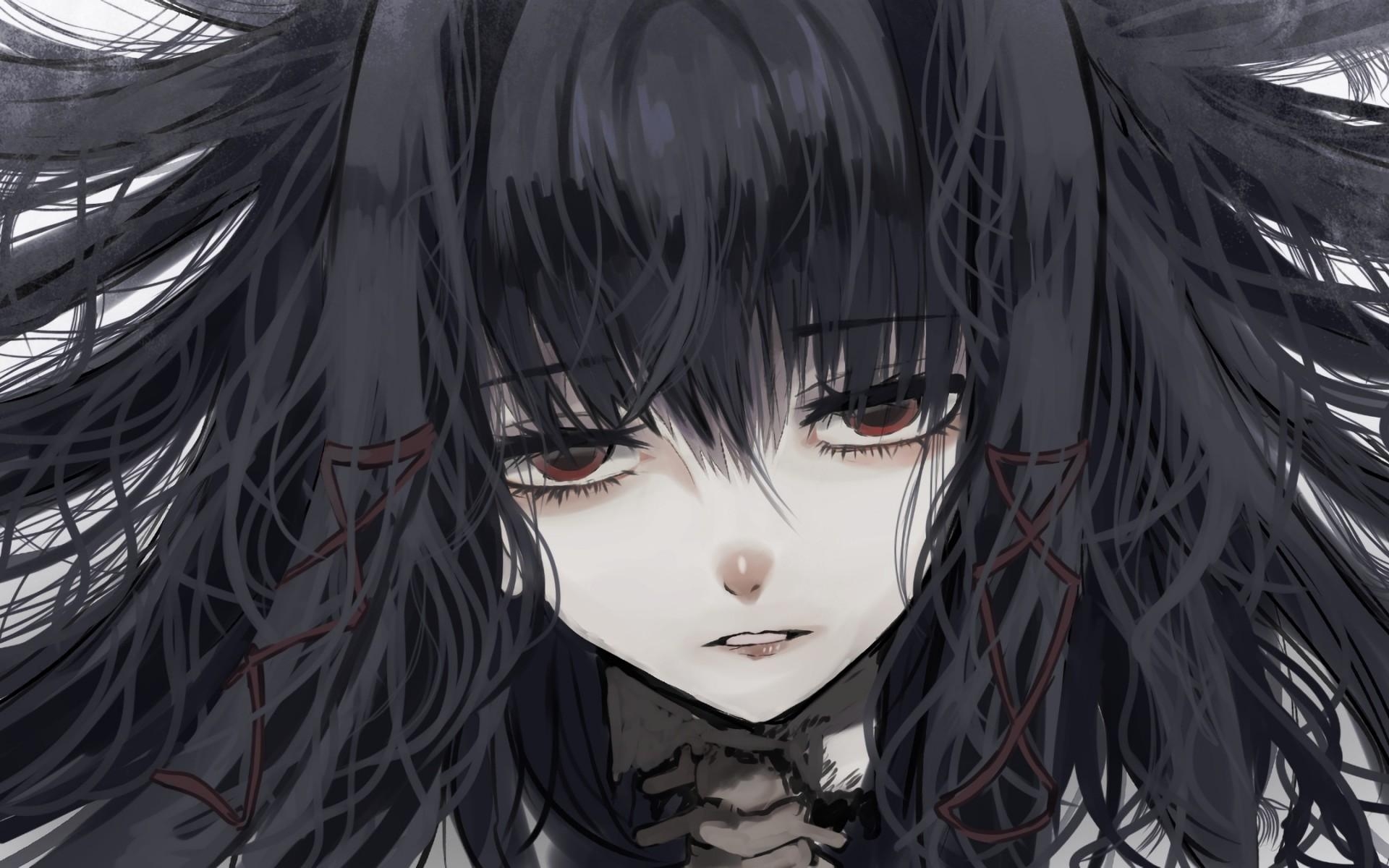 1920x1200 Download  Anime Girl, Gothic, Close Up, Depressed, Desktop