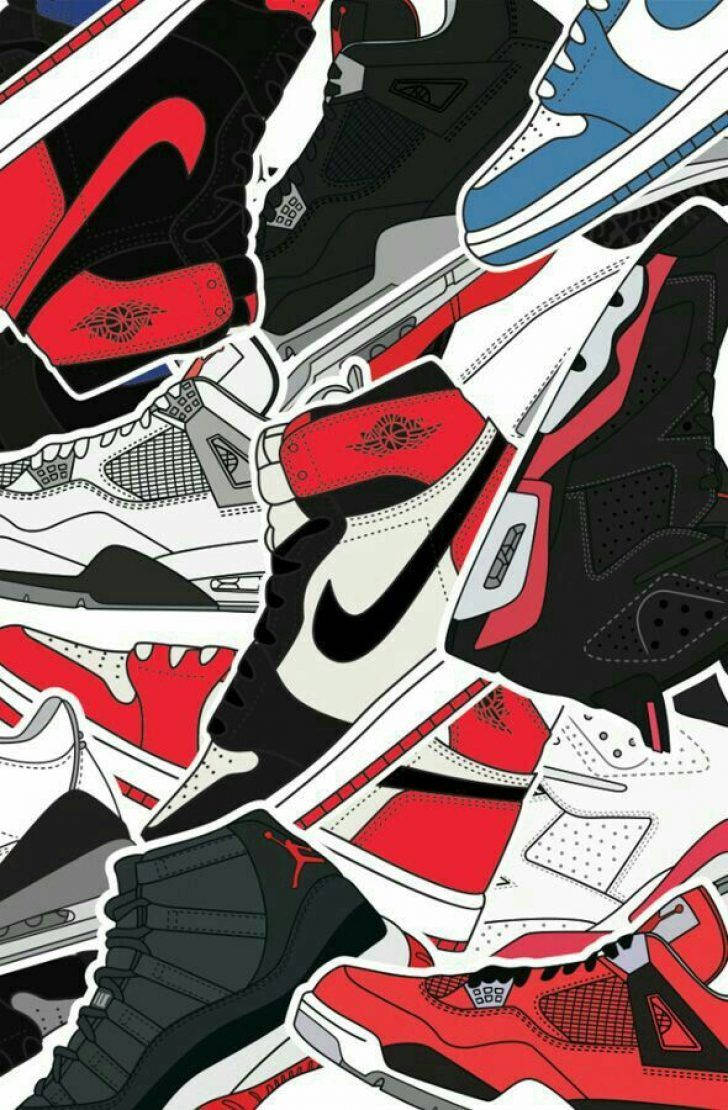 730x1110 Download Cartoon Jordan Shoes Various Editions Wallpaper, Phone