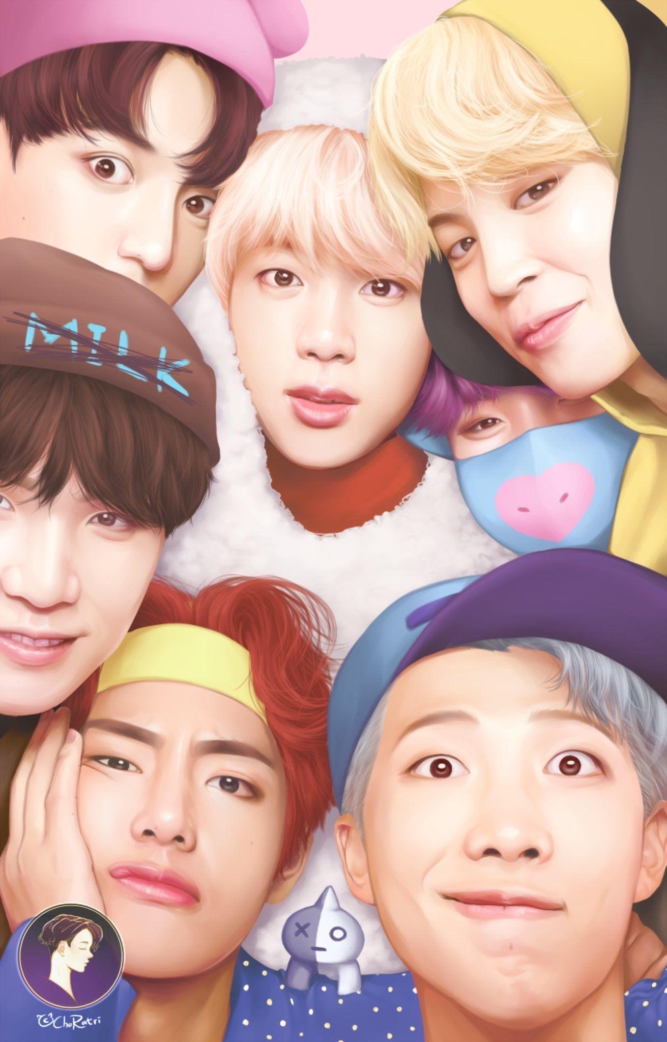 1320x2050 BTS cosplays BTS21 fan art. #namjoon #seokjin #yoongi #hoseok #jimin, Phone