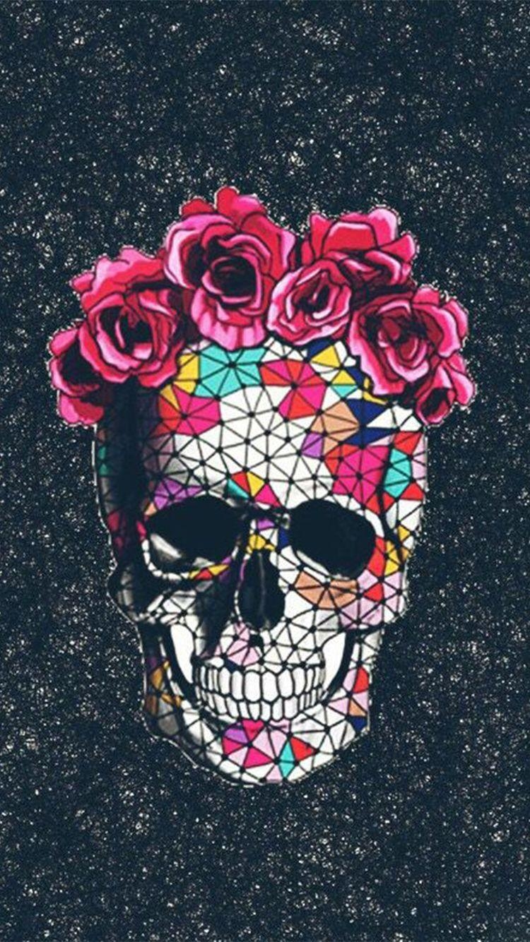 750x1340 Colorful Skull Roses Space iPhone 6 Wallpaper HD Download, Phone