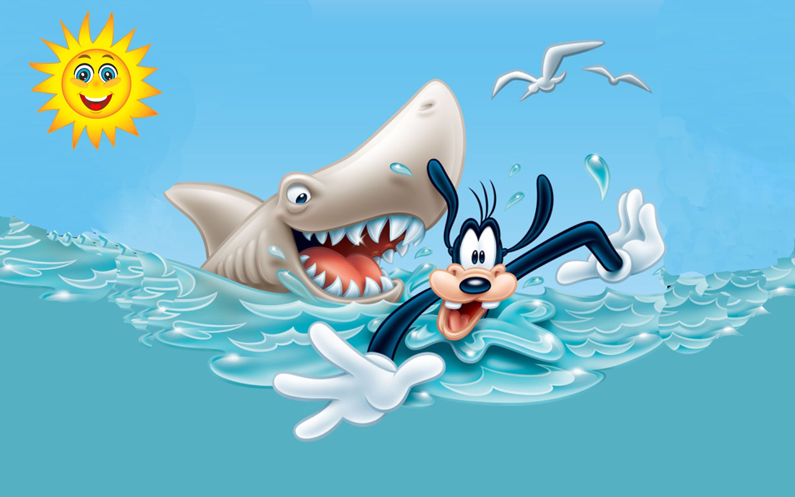 2560x1600 Danger Of Sharks Goofy Cartoon Walt Disney Photo Wallpaper HD 1920x1200, Wallpaper13.com, Desktop