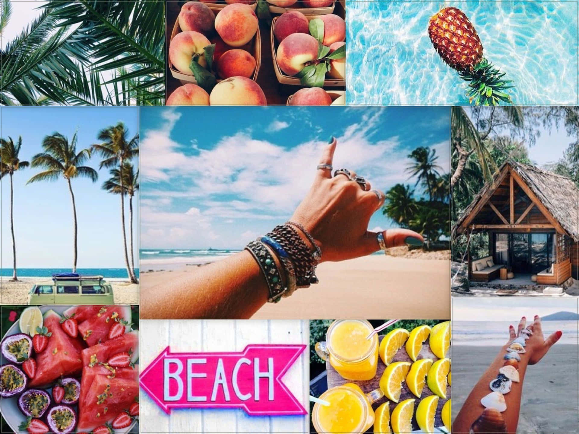 1920x1440 Download Collage Aesthetic Tropical Summer Laptop Wallpaper, Desktop