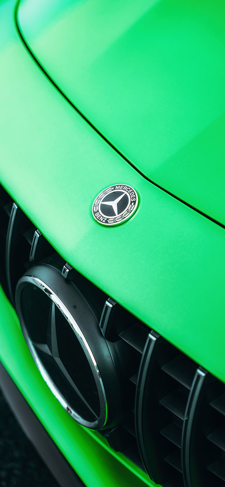 720x1560 Green Mercedes Bonnet 4K Phone Wallpaper, Phone