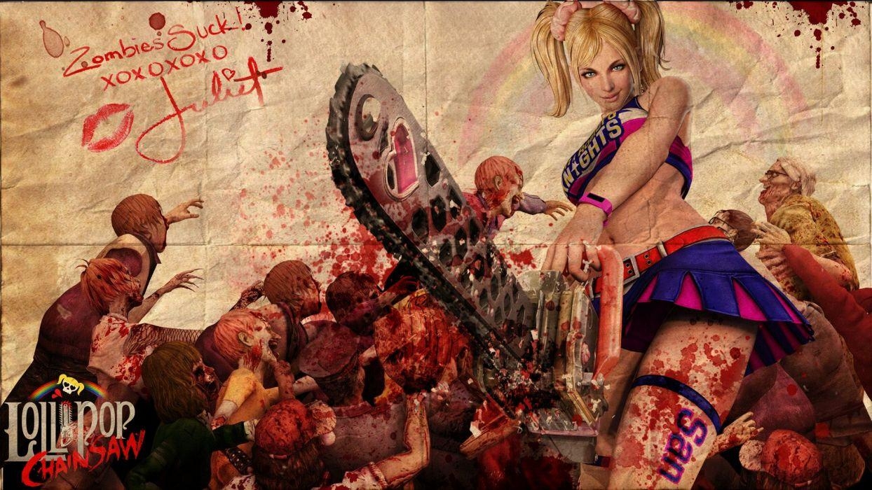 1250x700 LOLLIPOP CHAINSAW comedy horror action fighting dark zombie, Desktop