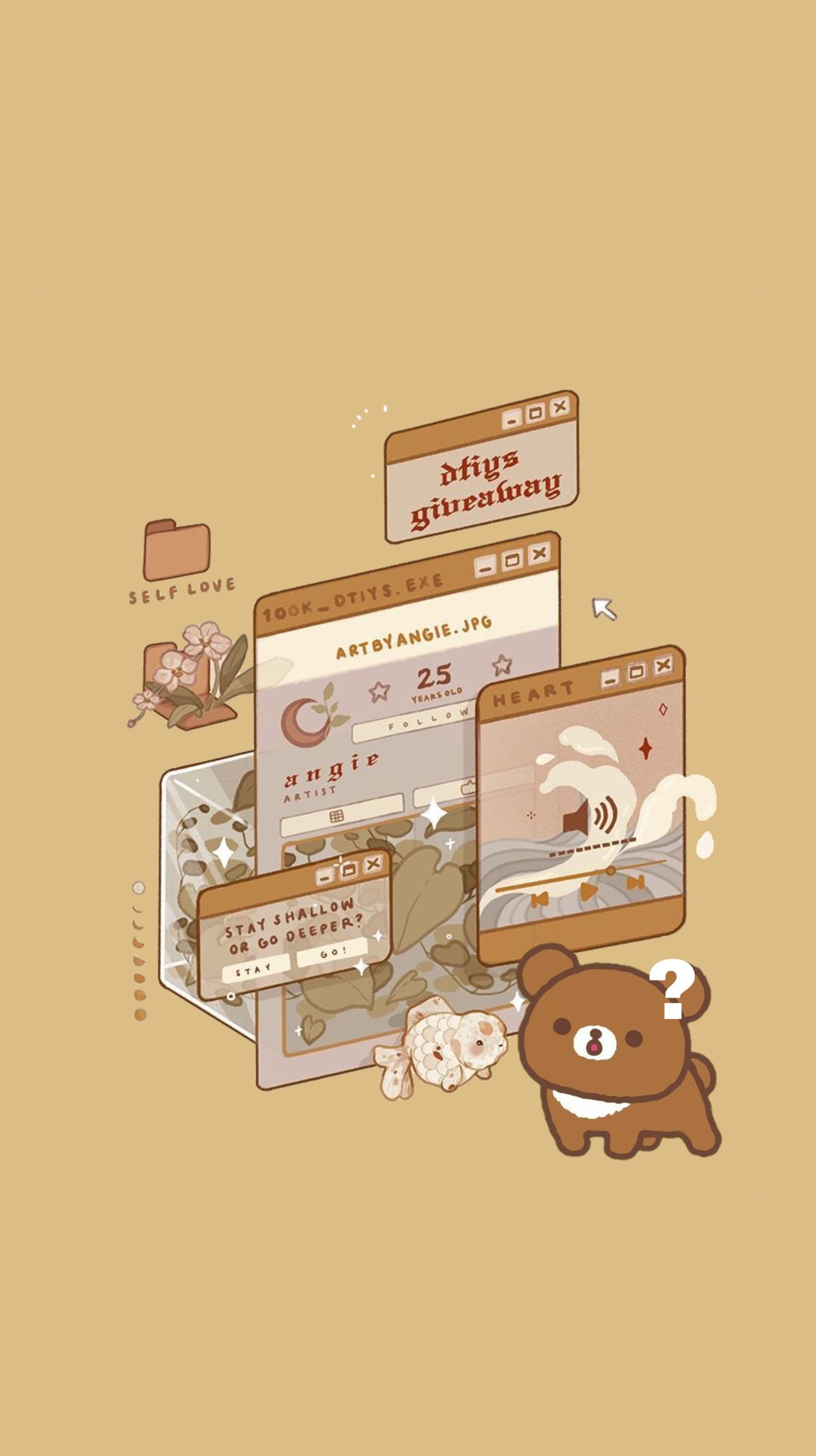 1950x3470 Aesthetic brown bear. Rilakkuma wallpaper, Bear wallpaper, Cute desktop wallpaper, Phone