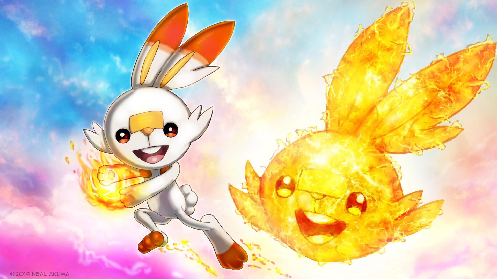 1920x1080 Scorbunny and Sun, Neal Akuma, Desktop