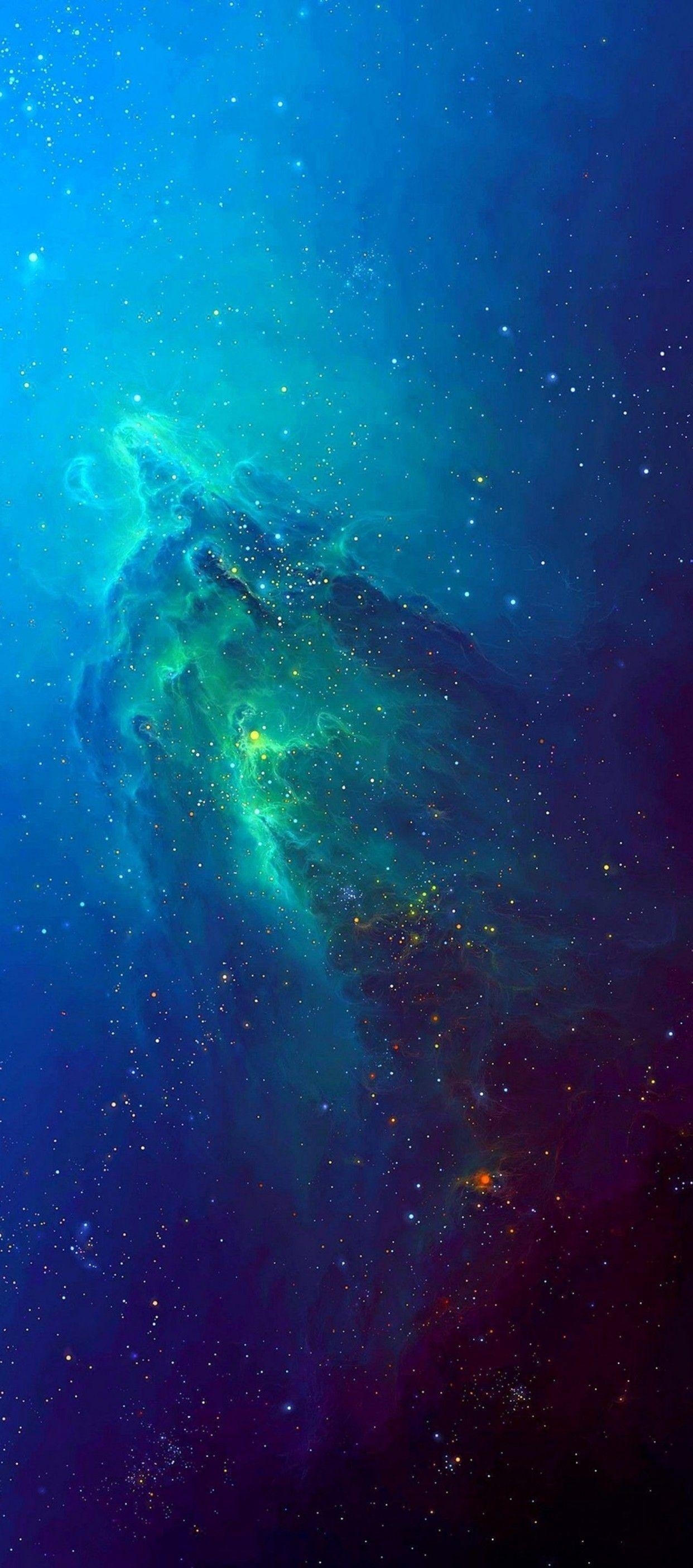 1250x2810 iOS iPhone X, stars, space, blue, aqua, abstract, apple, Phone