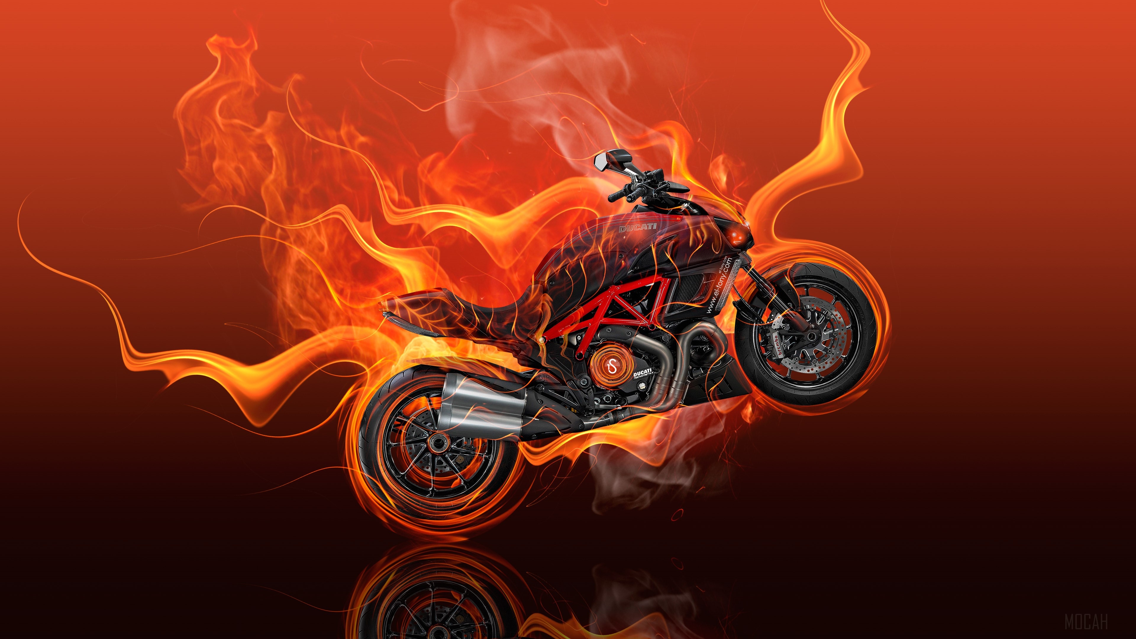 3840x2160 Moto Ducati Diavel Flame 4k Gallery HD Wallpaper, Desktop