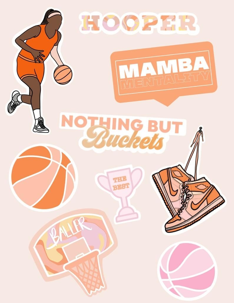 800x1030 Basketball Vinyl Sticker, Waterproof, Phone