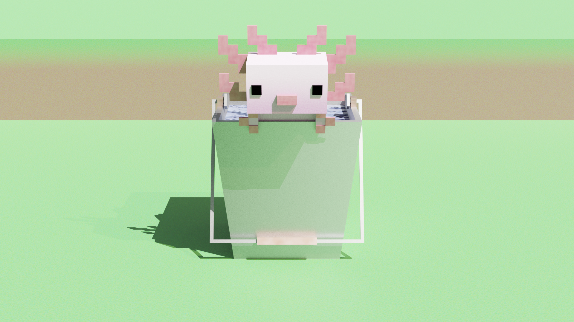 1920x1080 I made an axolotl bucket in Blender: Minecraft, Desktop