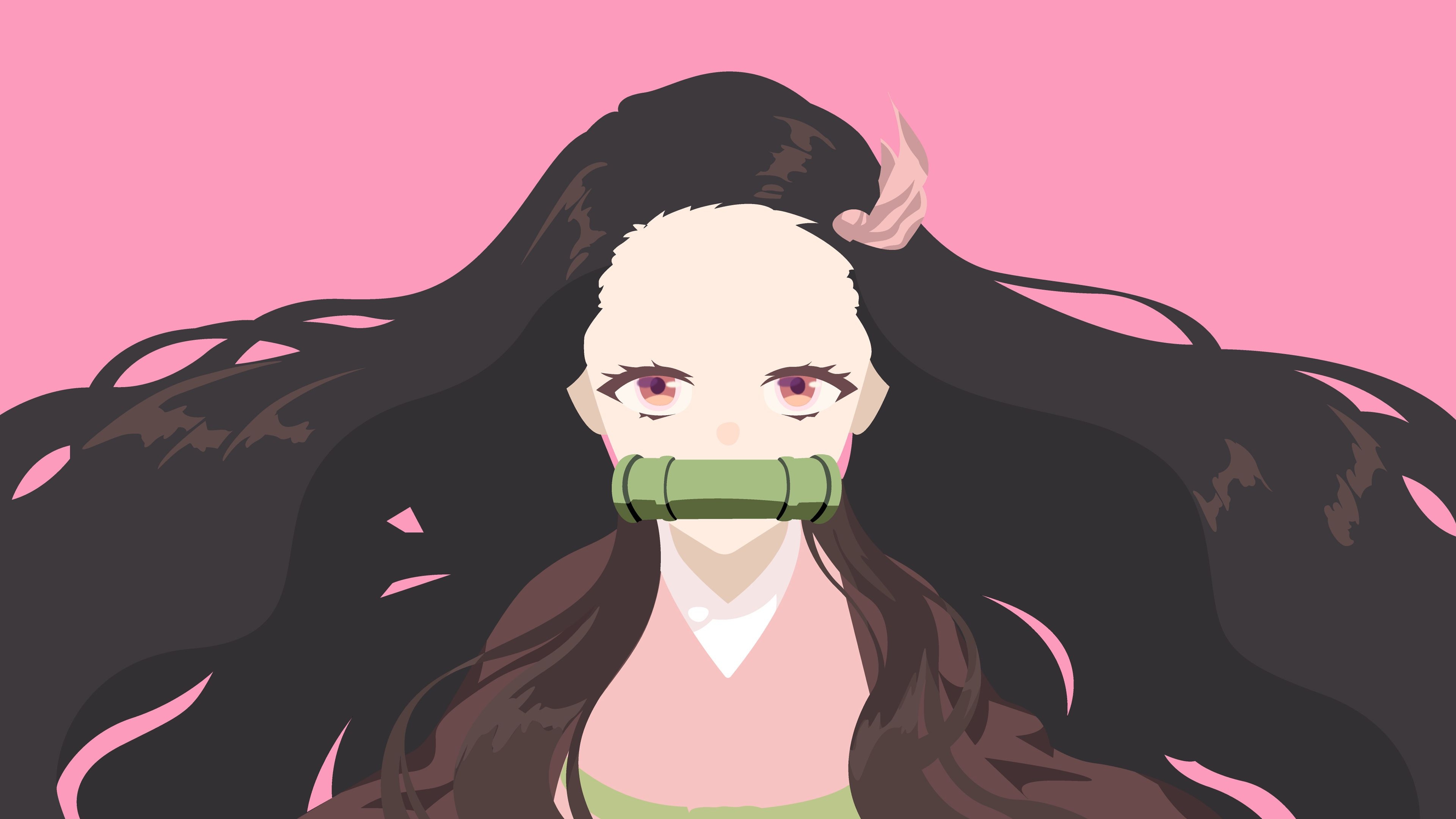 3840x2160 Nezuko Kamado Kimetsu no Yaiba Minimalist 4K Wallpaper, Desktop