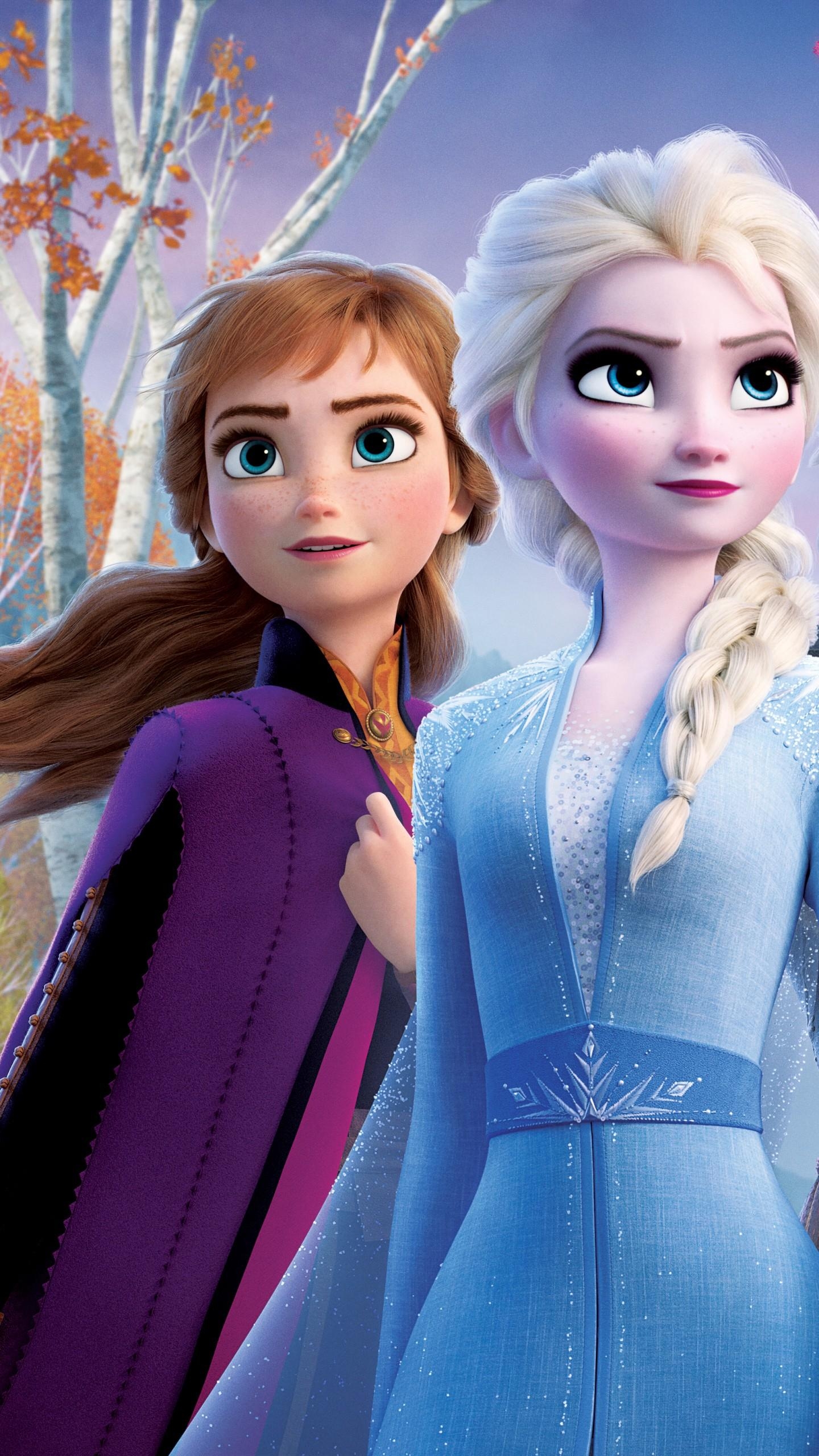 1440x2560 Wallpaper Frozen Queen Elsa, Anna, Olaf, Kristoff, Walt Disney, Phone