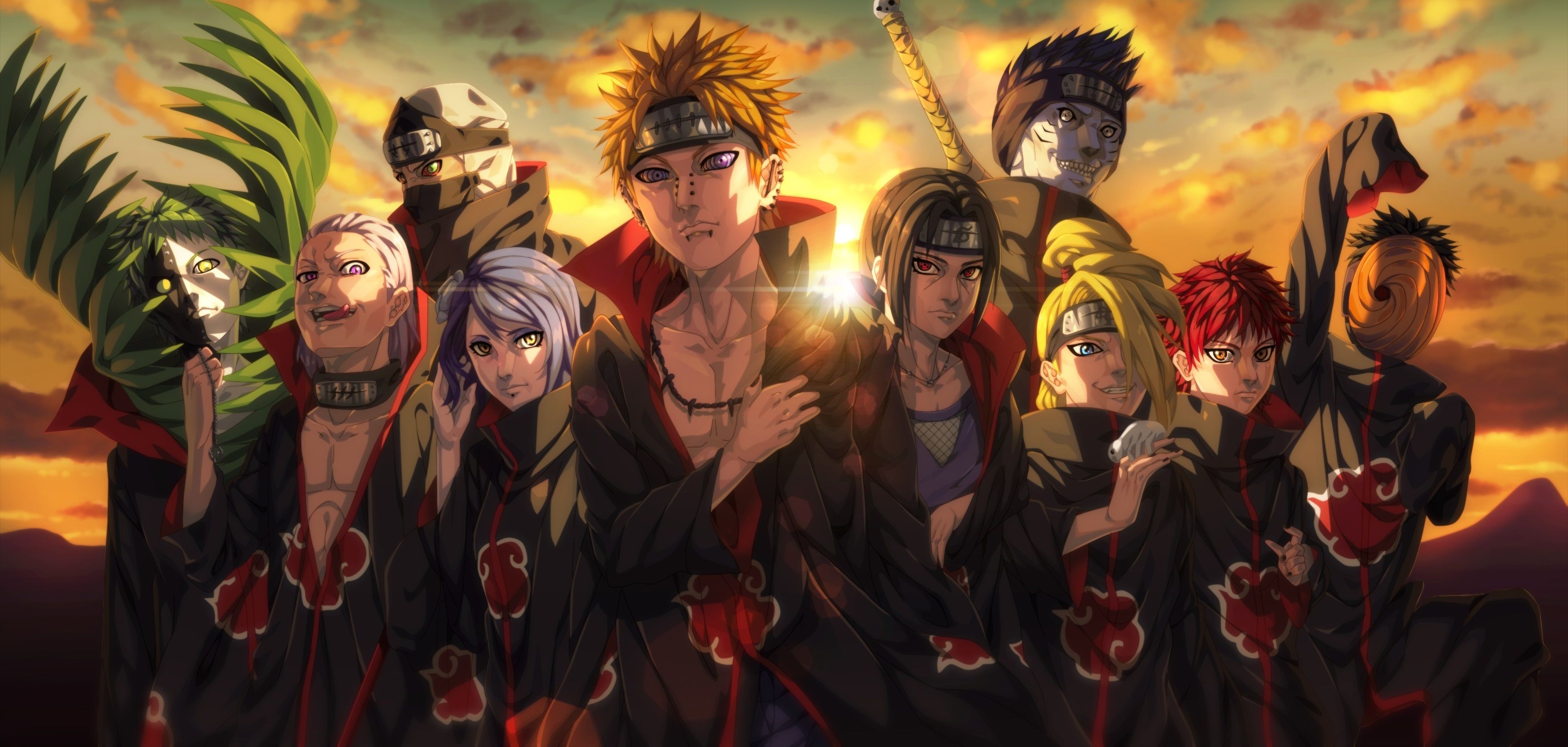 3500x1670 Akatsuki Naruto Laptop Wallpaper, Dual Screen