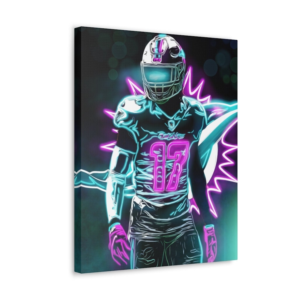 1030x1030 Jaylen Waddle Miami Nights Dolphins Art Canvas Gallery Wrap, Phone