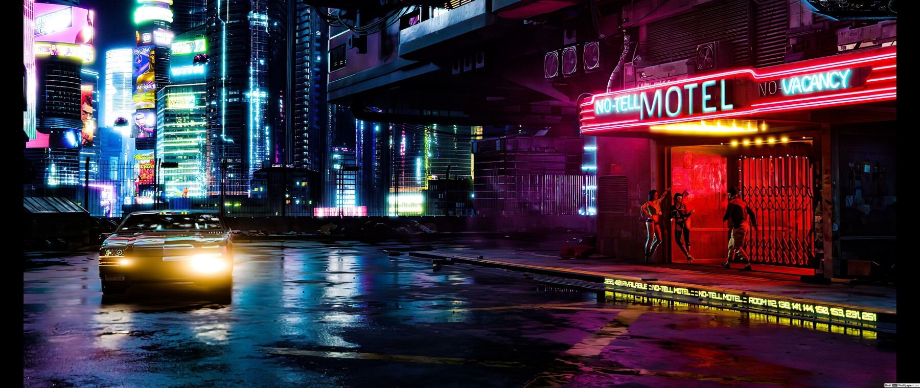 1800x760 Cyberpunk Night City wallpaper, Dual Screen