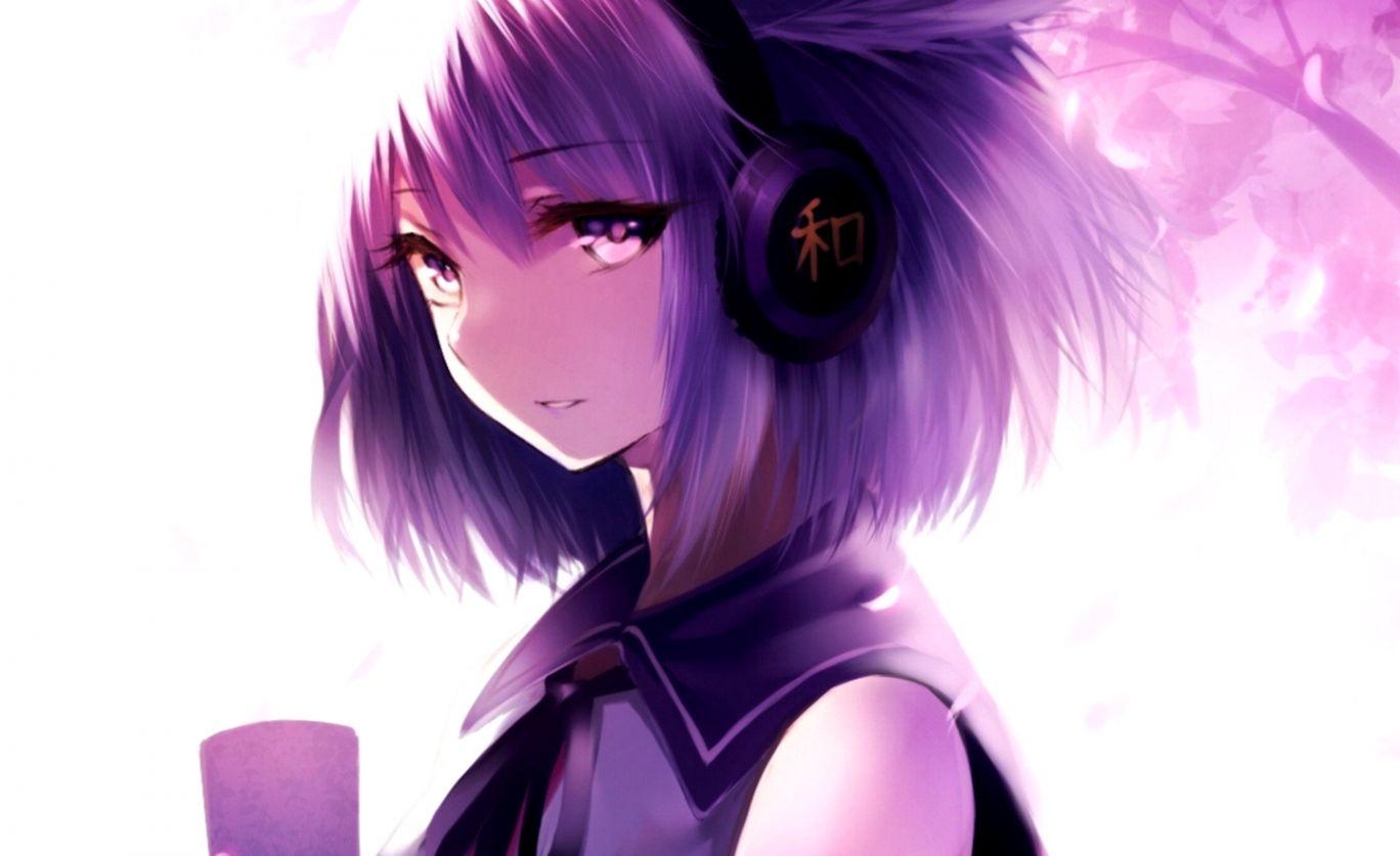 1370x840 Purple Anime Girl Wallpaper. Image Wallpaper Collections, Desktop