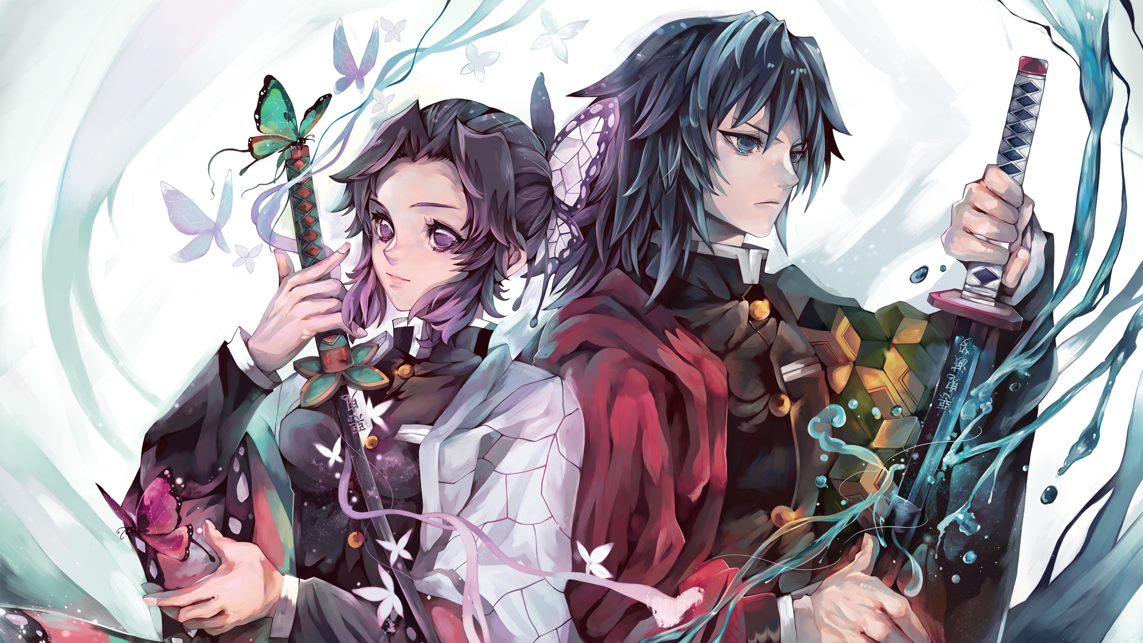 3840x2160 Kimetsu no Yaiba Giyu Tomioka And Shinobu Kocho UHD 4K Wallpaper, Desktop