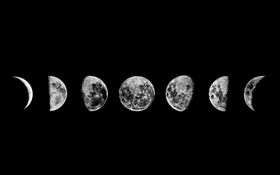 1180x740 Black And White Moon Phases Wallpaper, Desktop