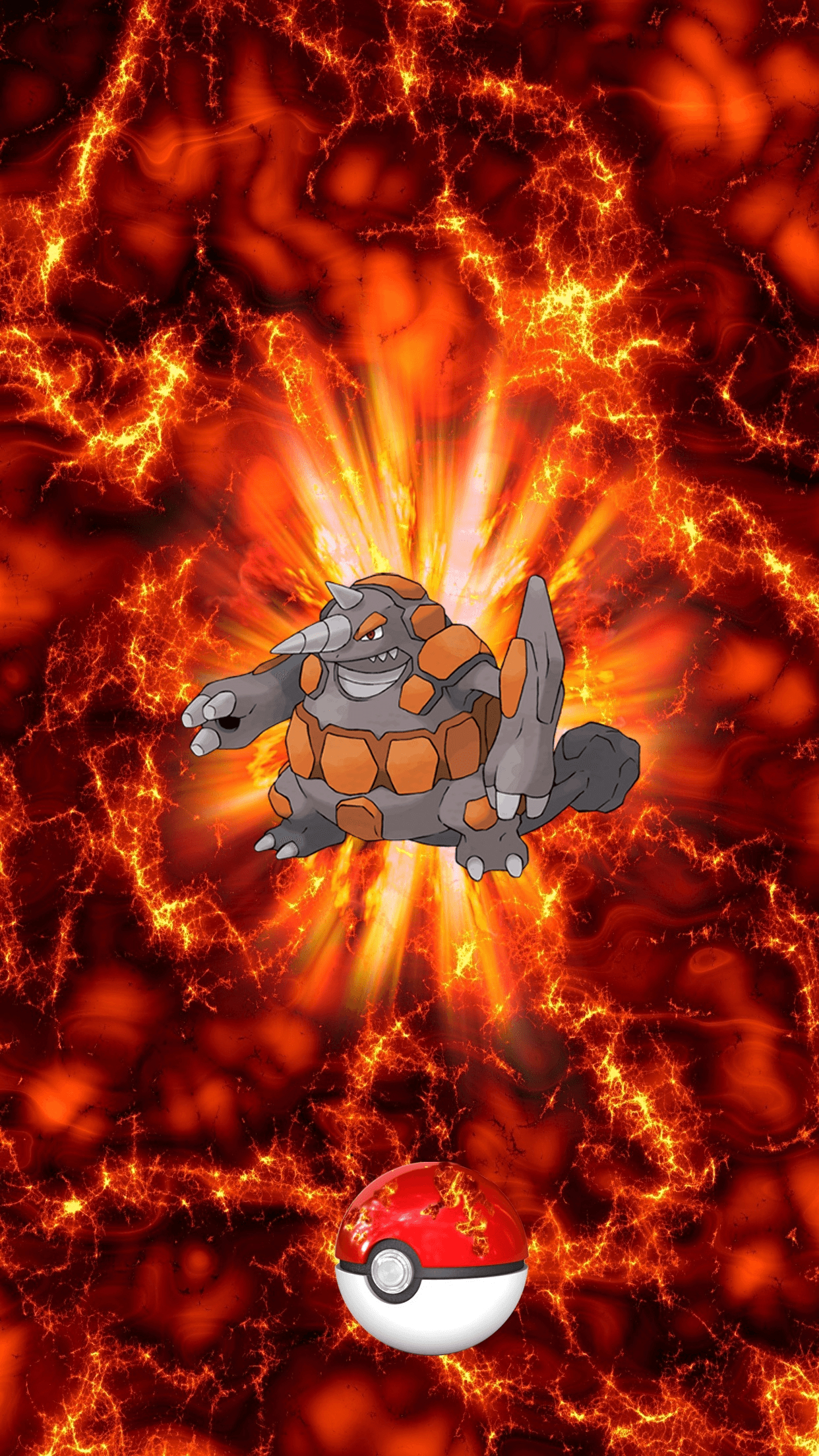 1250x2210 Fire Pokeball Rhyperior Dosidon 36 Rhydon, Phone