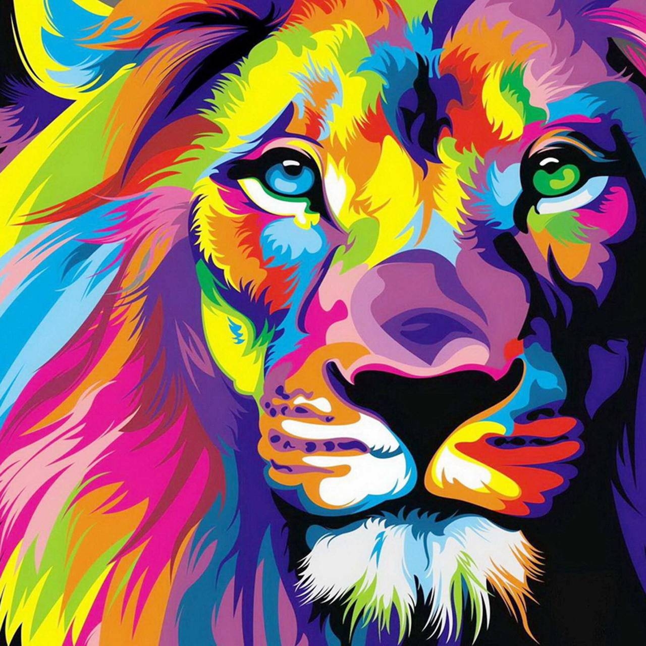 1280x1280 Lisa Frank lion wallpaper, Phone