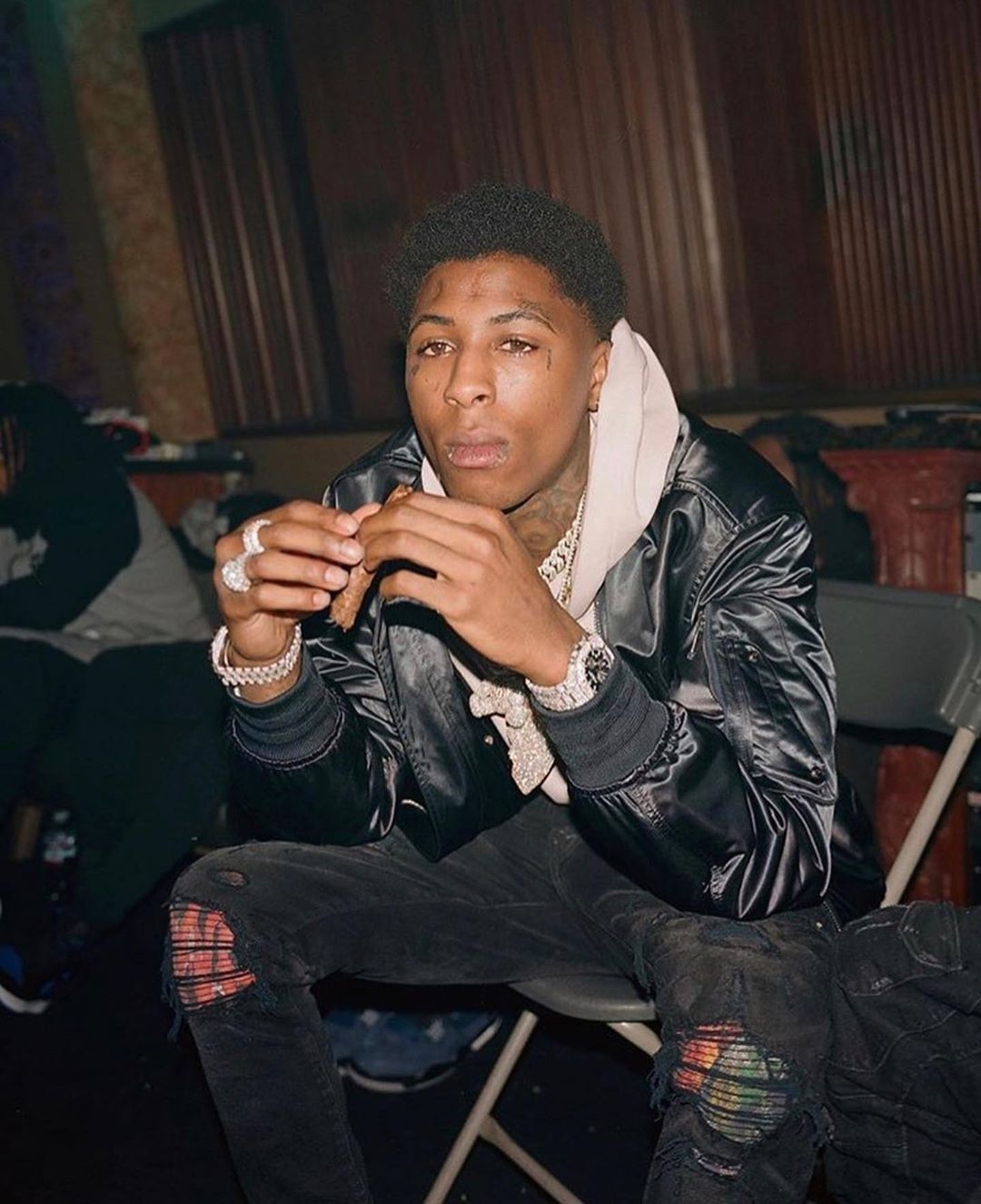 1080x1330 YoungBoy NBA, smoking, studio, jacket, Phone