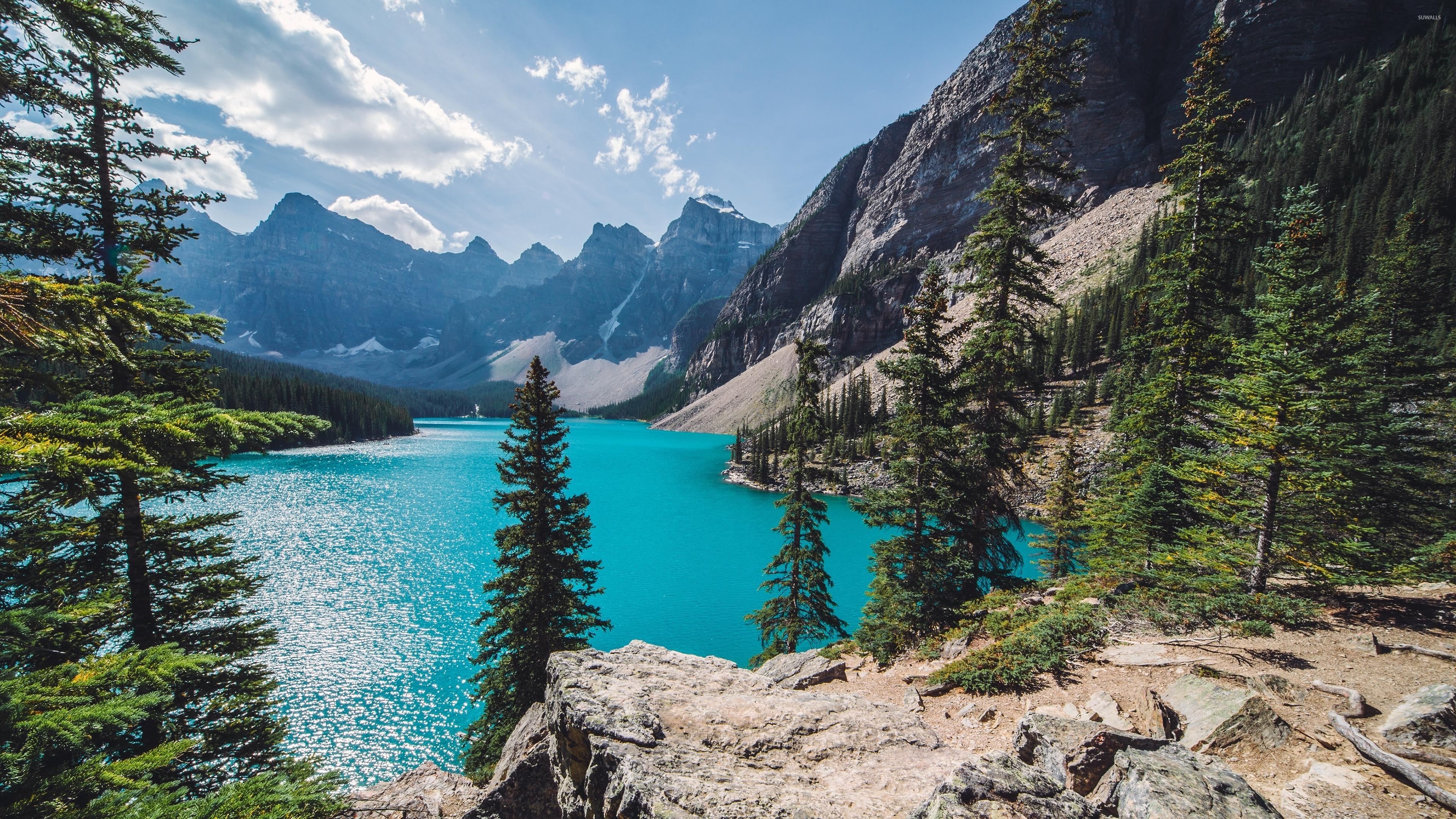 3840x2160 Moraine Lake on a sunny day wallpaper wallpaper, Desktop