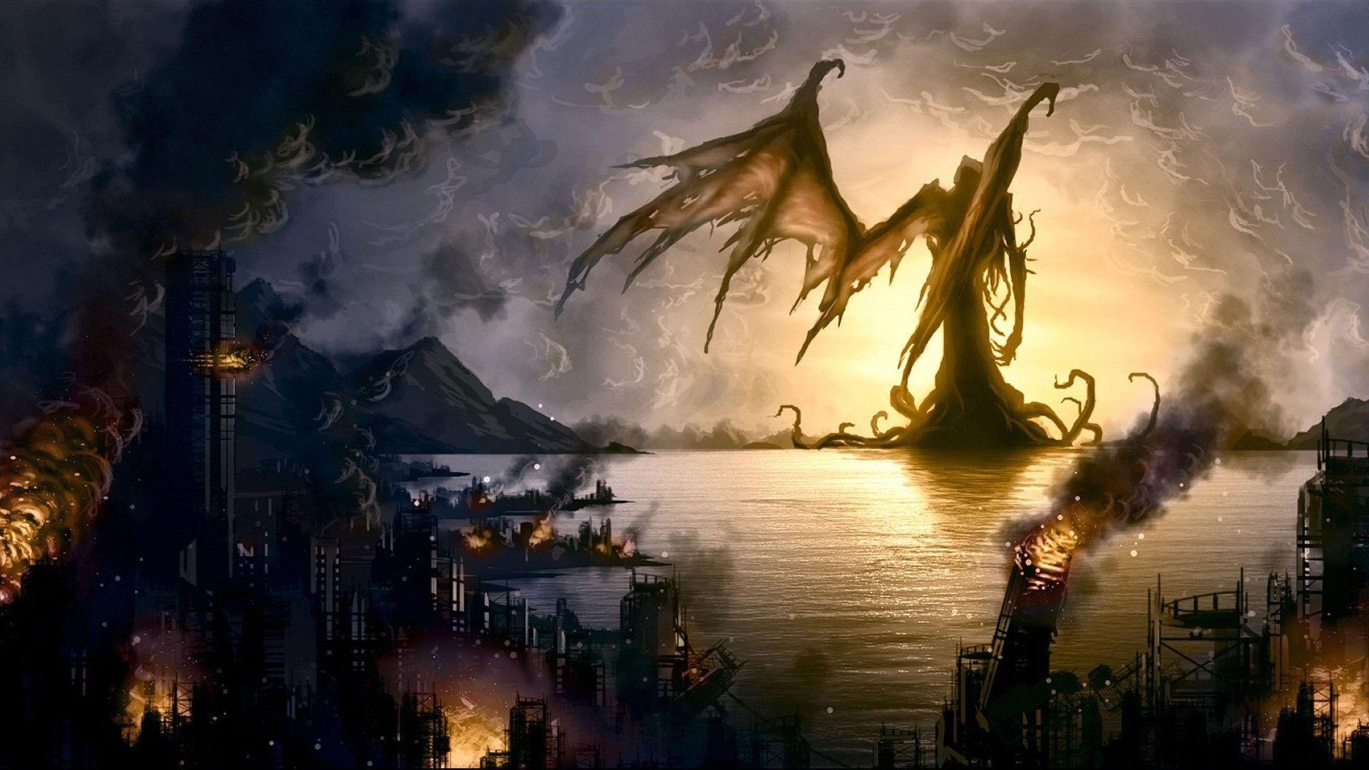 1920x1080 The angel of death has destroyed the coastal city wallpaper, Desktop