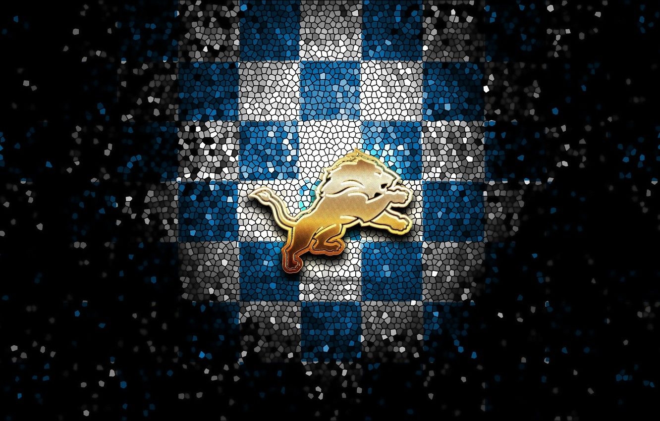 1340x850 Wallpaper wallpaper, sport, logo, NFL, glitter, checkered, Detroit Lions image for desktop, section спорт, Desktop