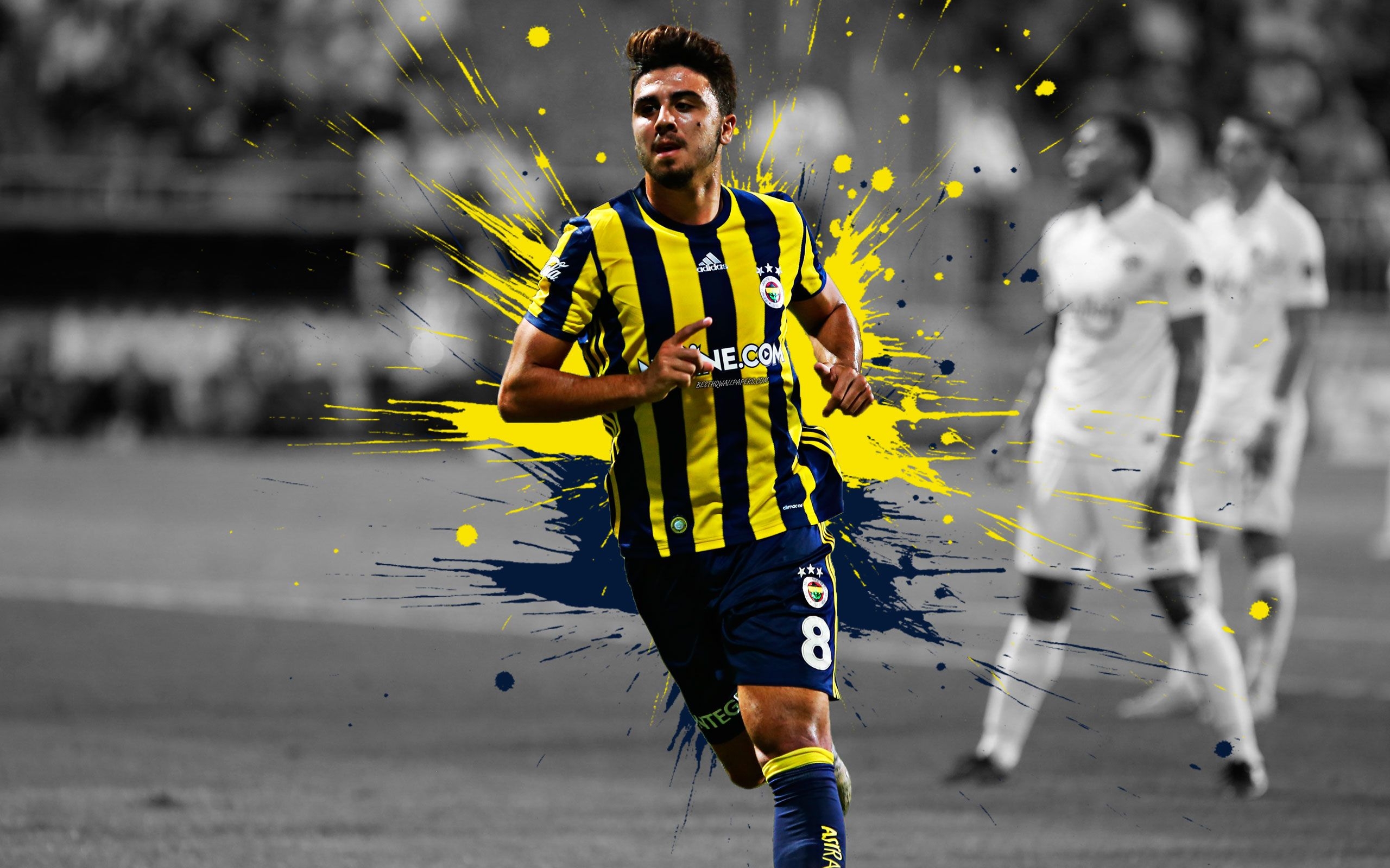 2560x1600 Download wallpaper Ozan Tufan, 4k, art, Fenerbahce, Turkish football player, splashes of paint, grunge art, creative art, Turkey, football for desktop with resolution. High Quality HD picture wallpaper, Desktop