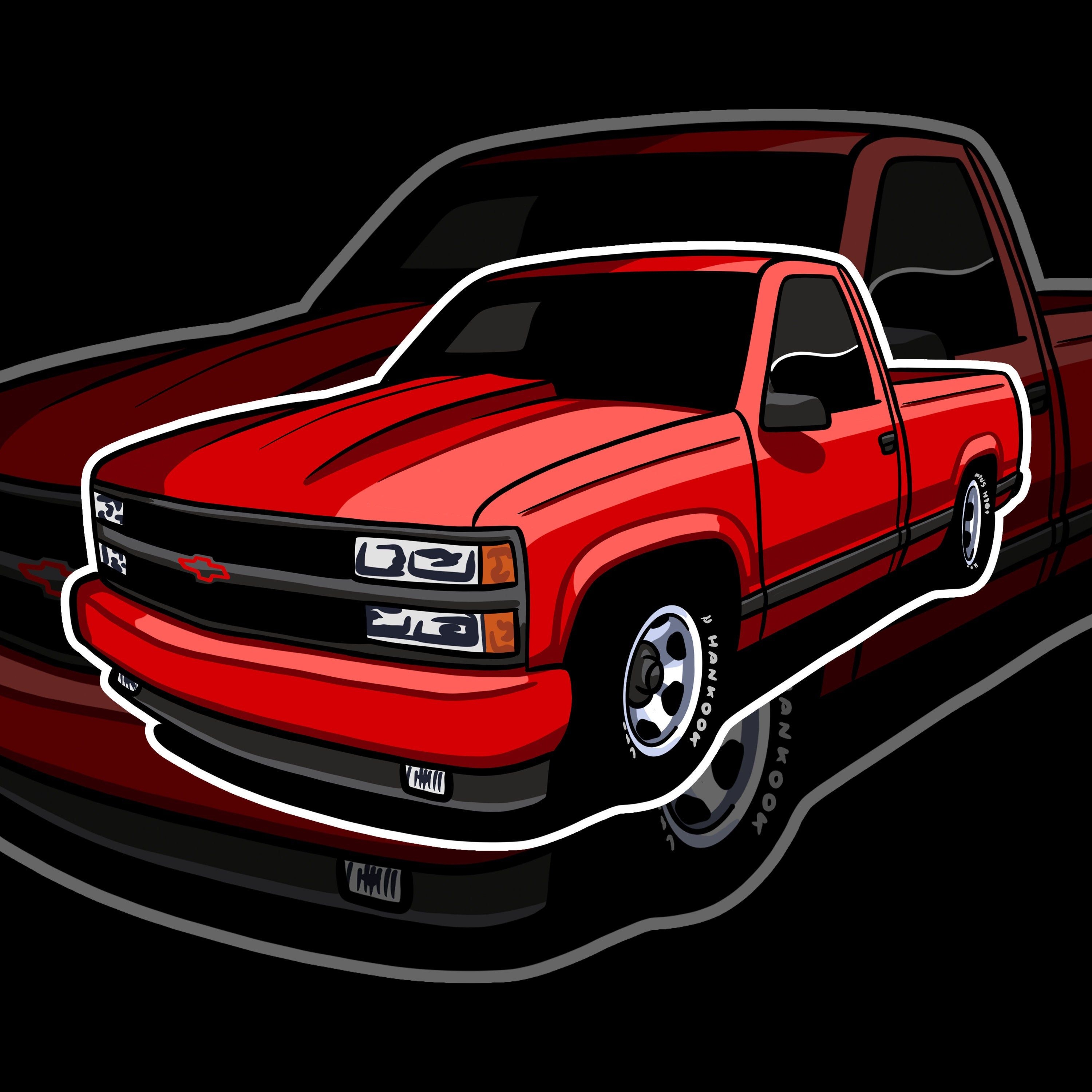 3000x3000 Red OBS Single cab sticker, Chevy sticker, OBS sticker, Trucking around, Trokiando, Trokas Tumbadas sticker, Phone