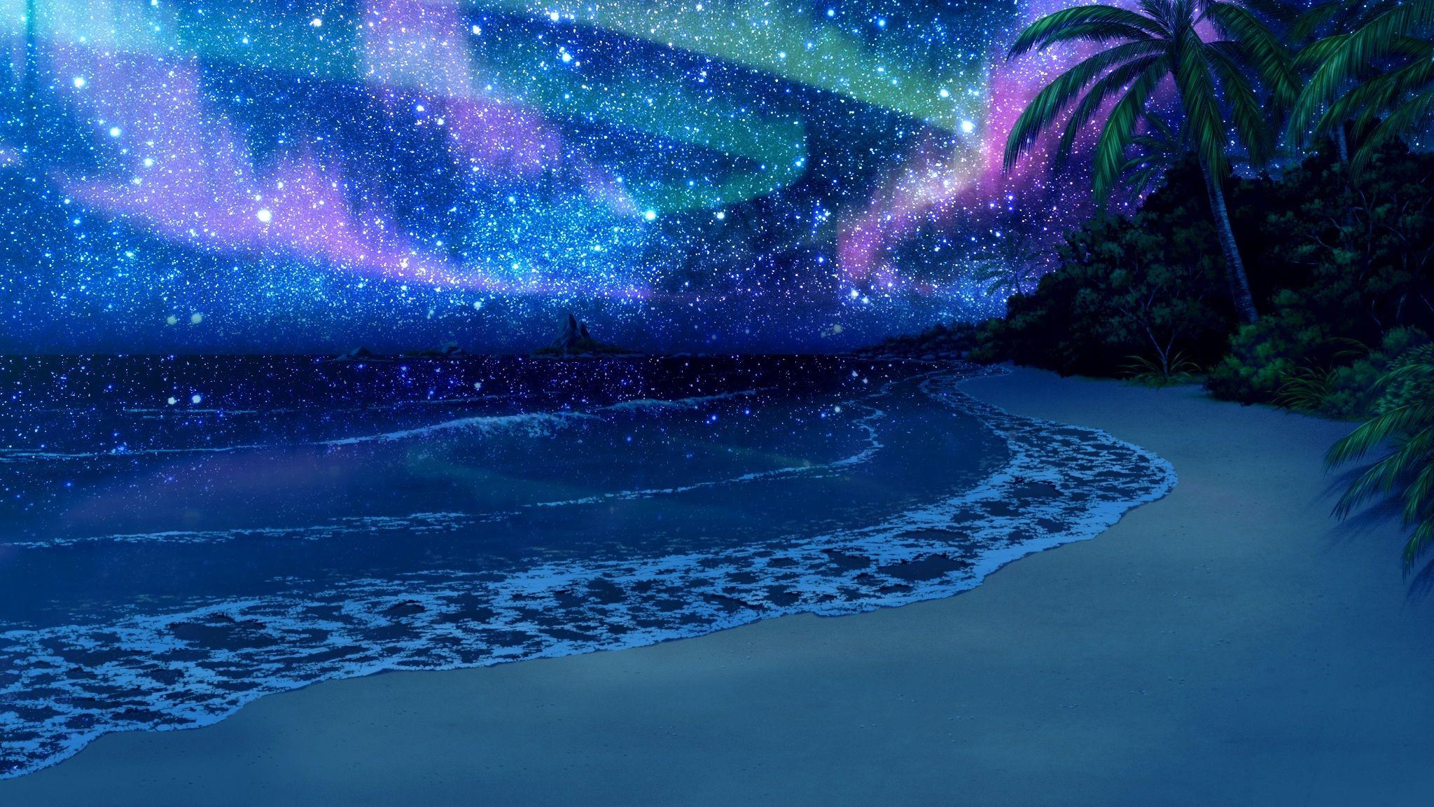 2050x1160 anime beach wallpaper, Desktop