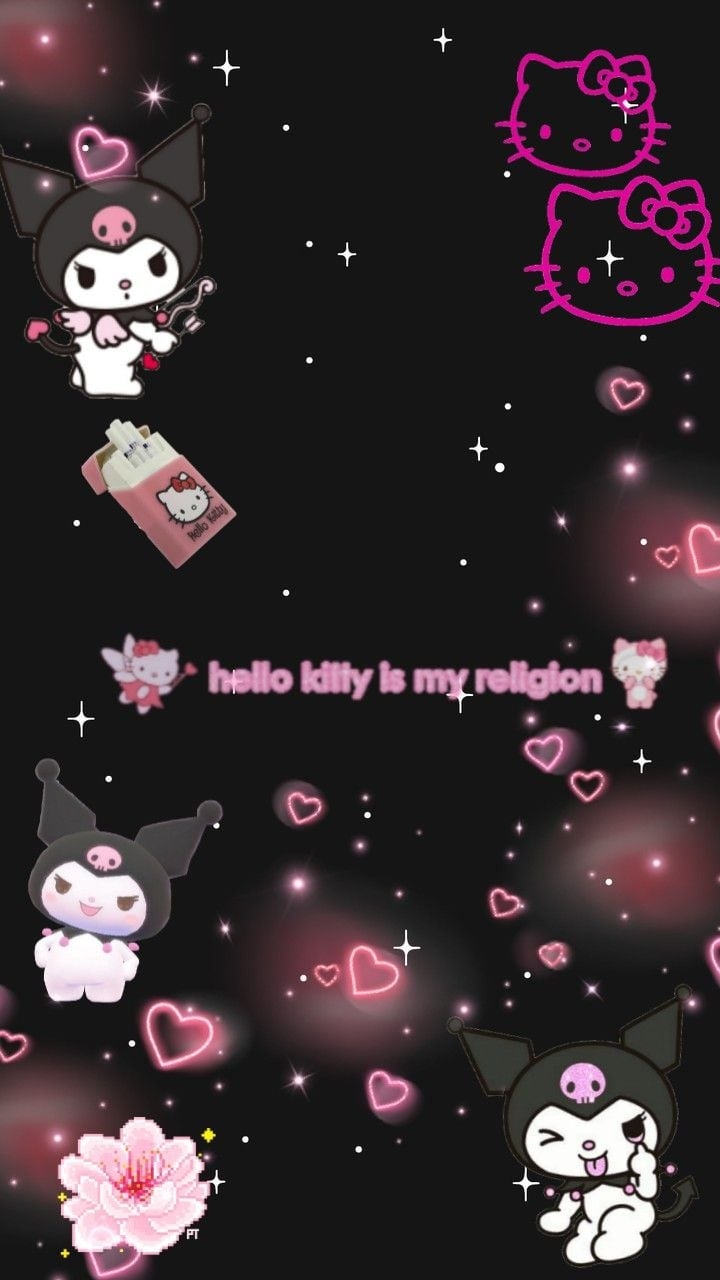 720x1280 hello kitty black wallpaper. Hello kitty iphone wallpaper, Hello kitty wallpaper, Goth wallpaper, Phone