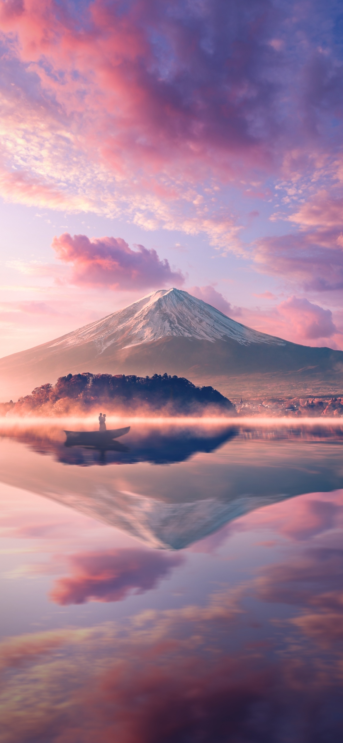 1170x2540 Mount Fuji Wallpaper 4K, Volcano, Japan, River, Reflection, Phone