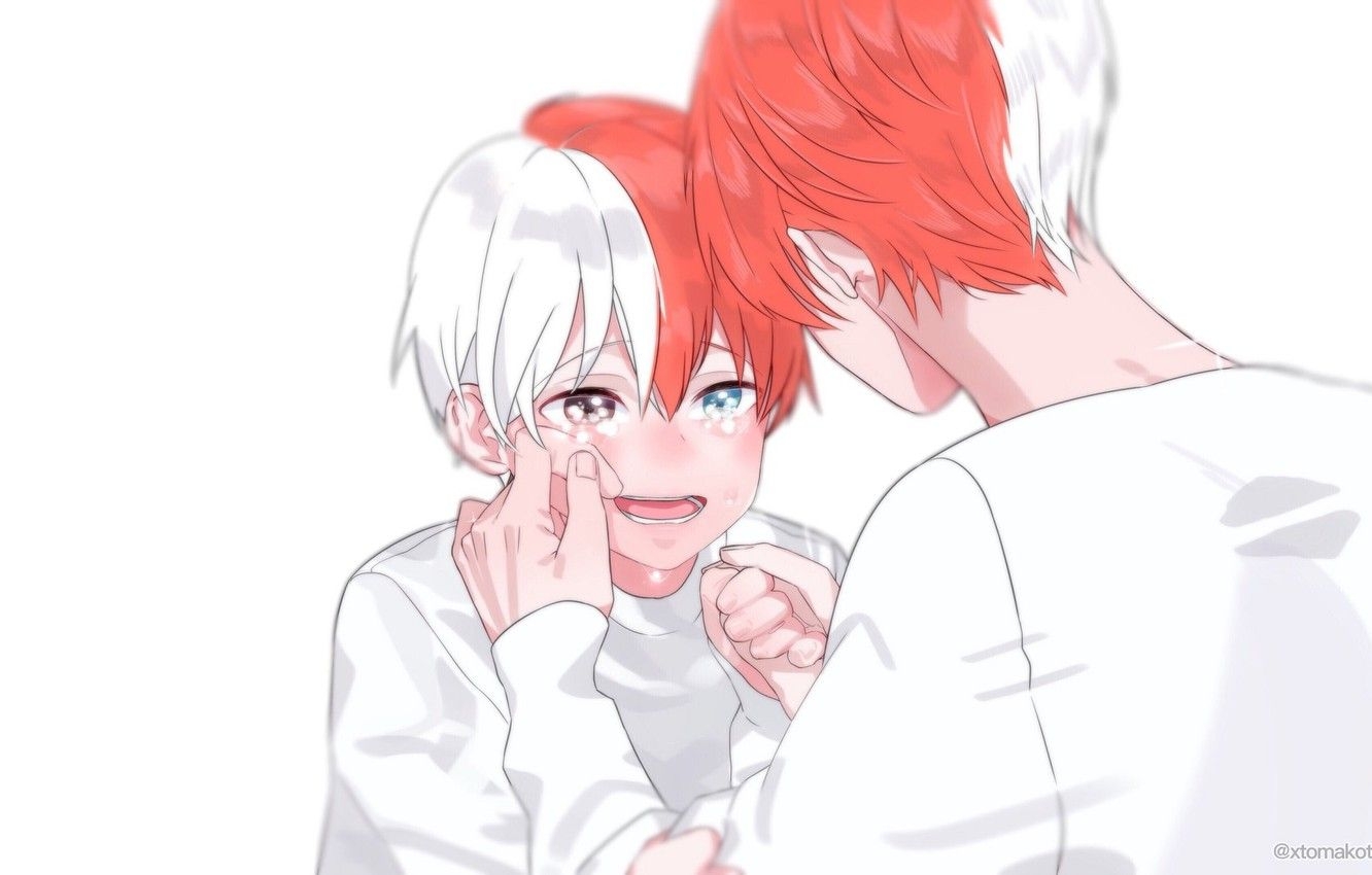 1340x850 Wallpaper guy, two, tears, My hero Academy, Todoroki Shouto, My, Desktop