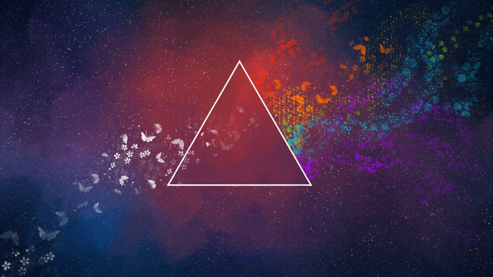 1920x1080 triangle, Colorful, Abstract, Butterfly, Pink Floyd Wallpaper HD, Desktop