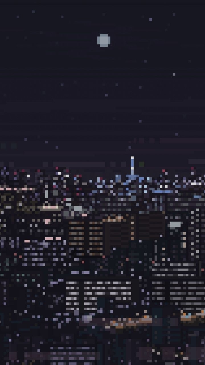 720x1280 Cityscape, dark, pixel art Wallpaper.com, Phone