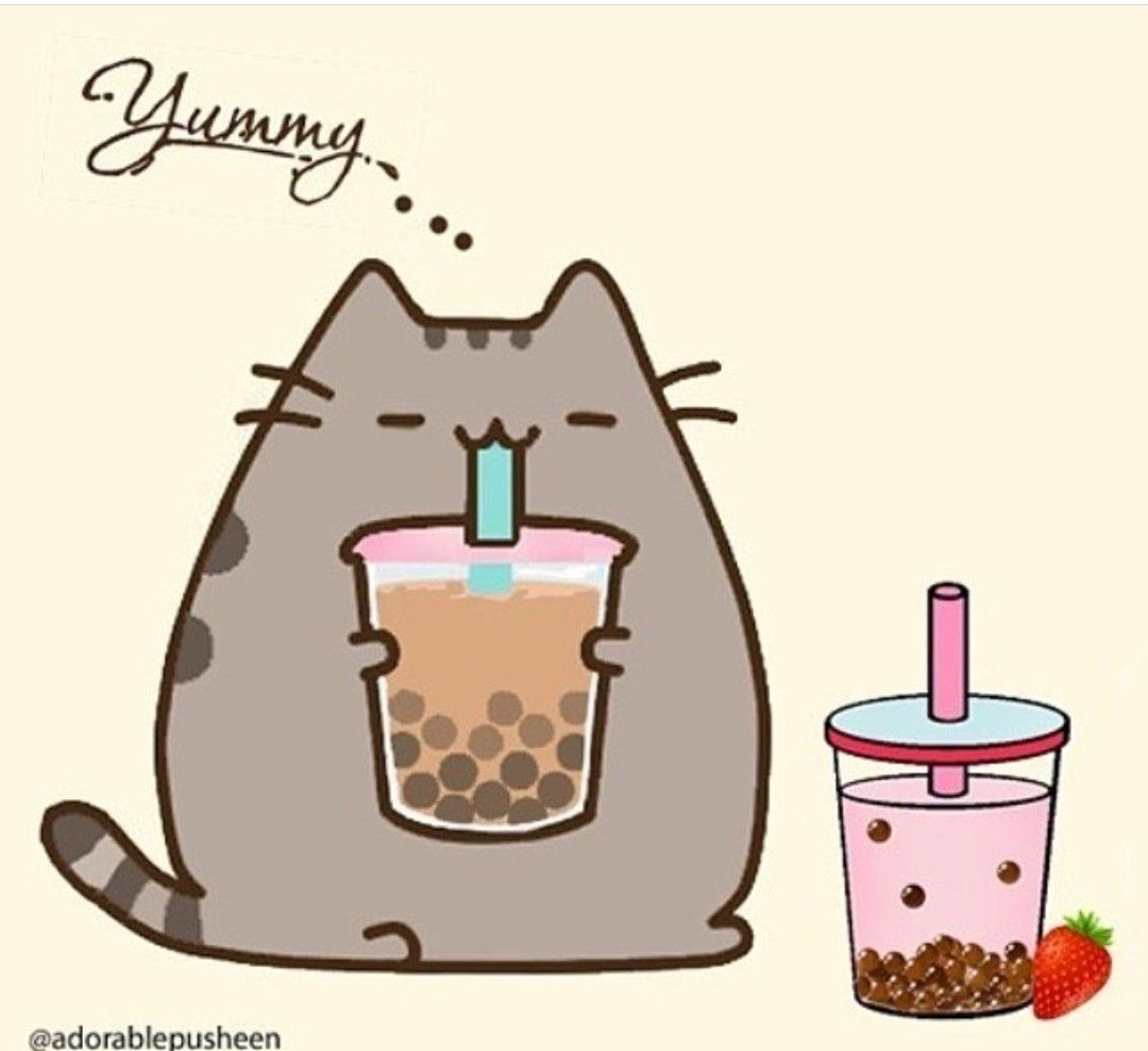 1080x990 Pusheen cute, Boba art, Cute food drawings, Desktop