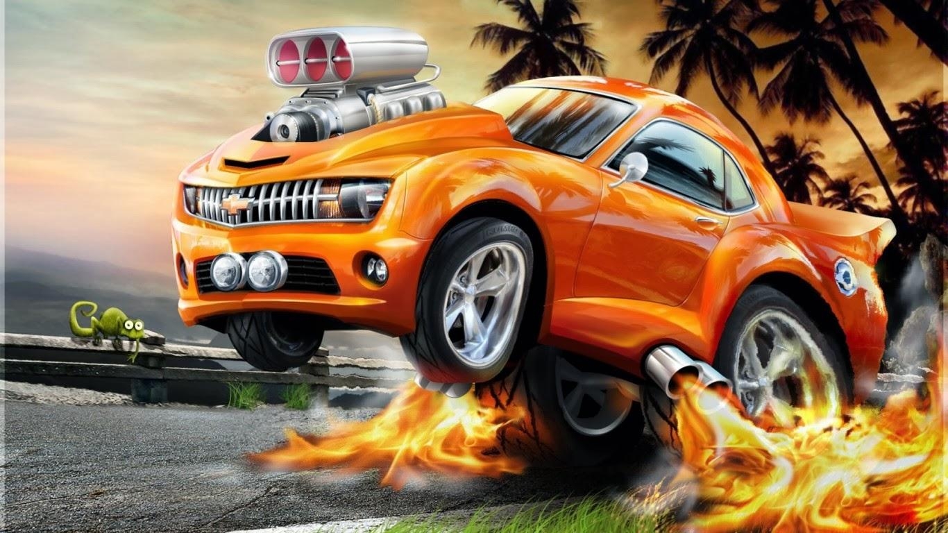 1370x770 Muscle Car Cartoons Wallpaper, Desktop