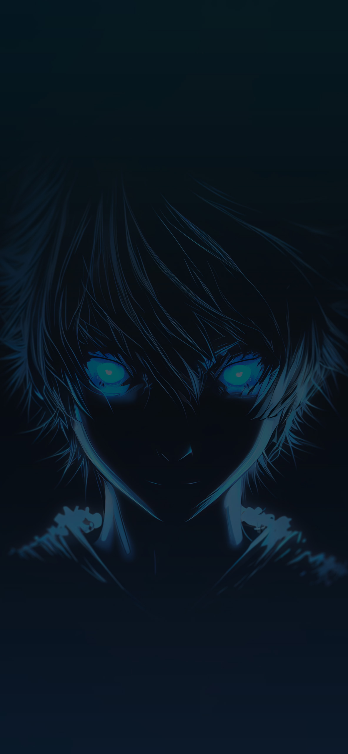 1190x2560 Boy with Blue Glowing Eyes Anime, Phone