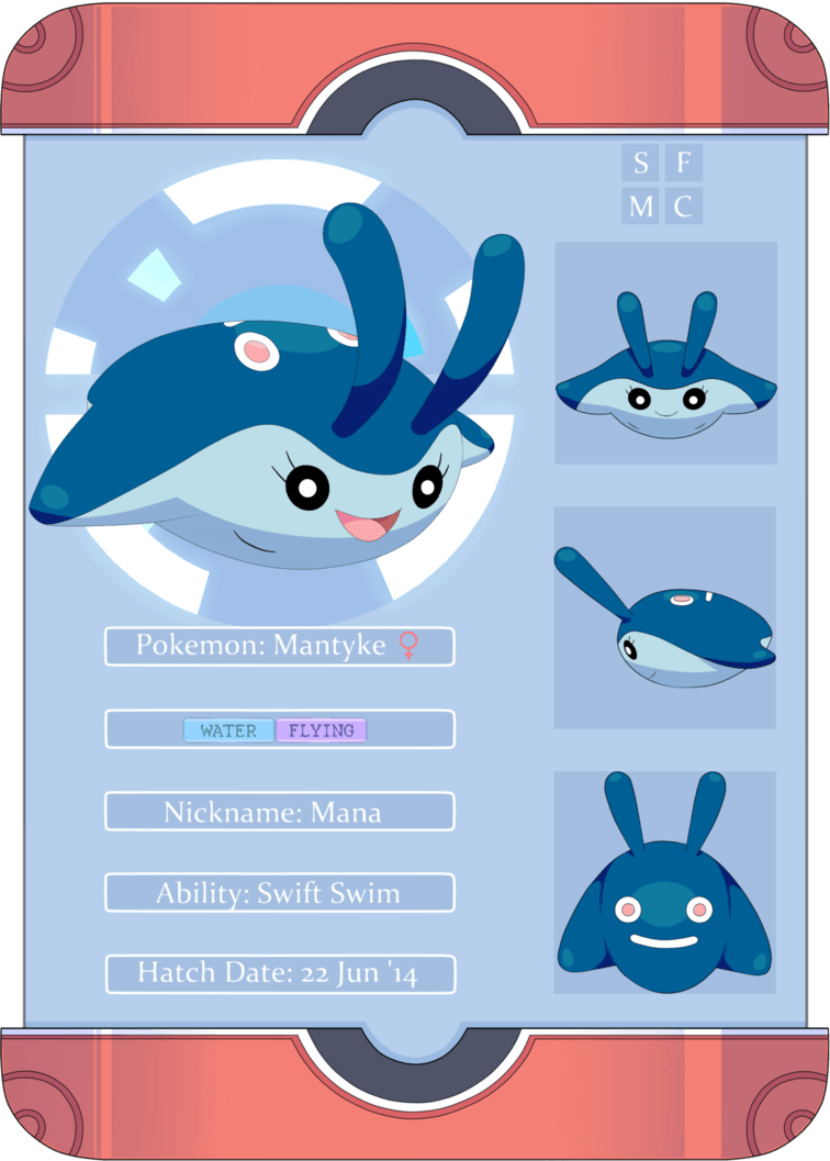 760x1060 PKMNation: Mana the Mantyke Reference Sheet by pixielog. Pokemon, Phone