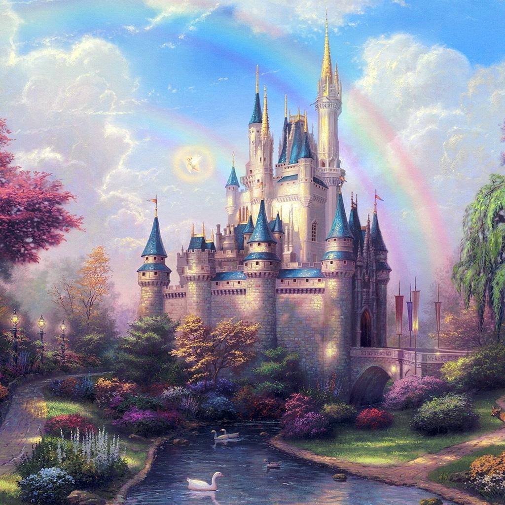 1030x1030 Fantasy Castle Illustration Cute Disney Wallpaper, Phone