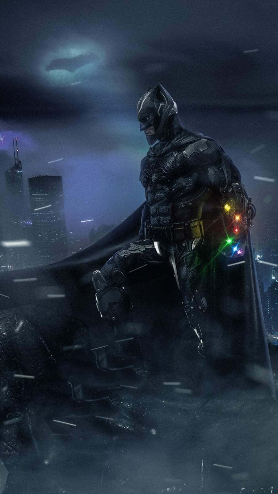 900x1600 Download Batman Aesthetic Wearing Infinity Gauntlet Wallpaper, Phone