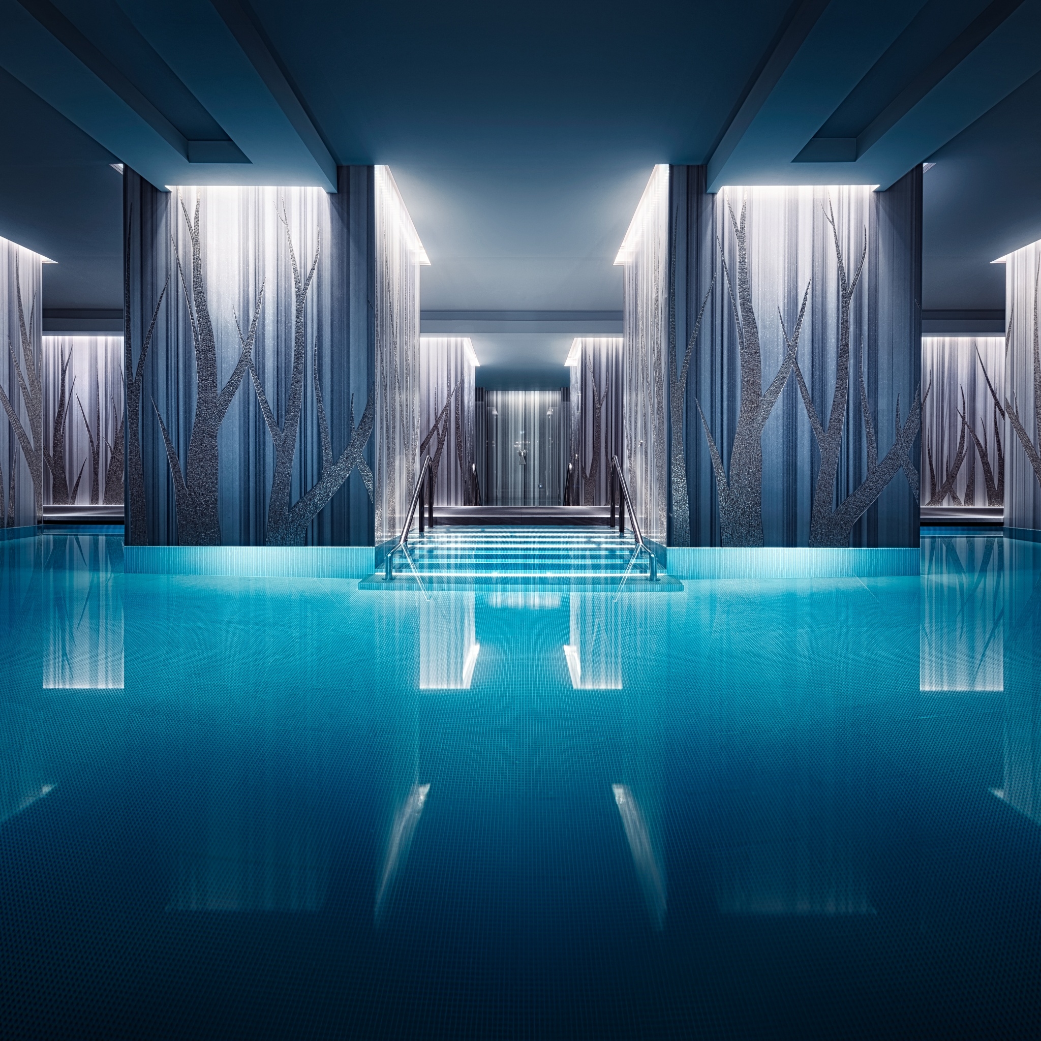 2050x2050 Swimming Pool Wallpaper 4K, Spa, Hotel, Blue, Water, Photography, Phone