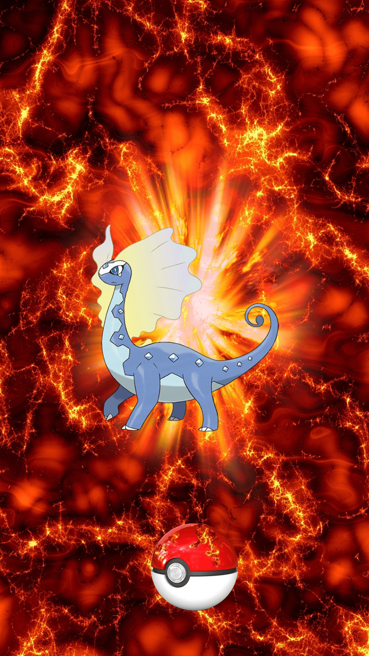 1250x2210 Fire Pokeball Aurorus 142 Amaruruga 157 Amaura, Phone