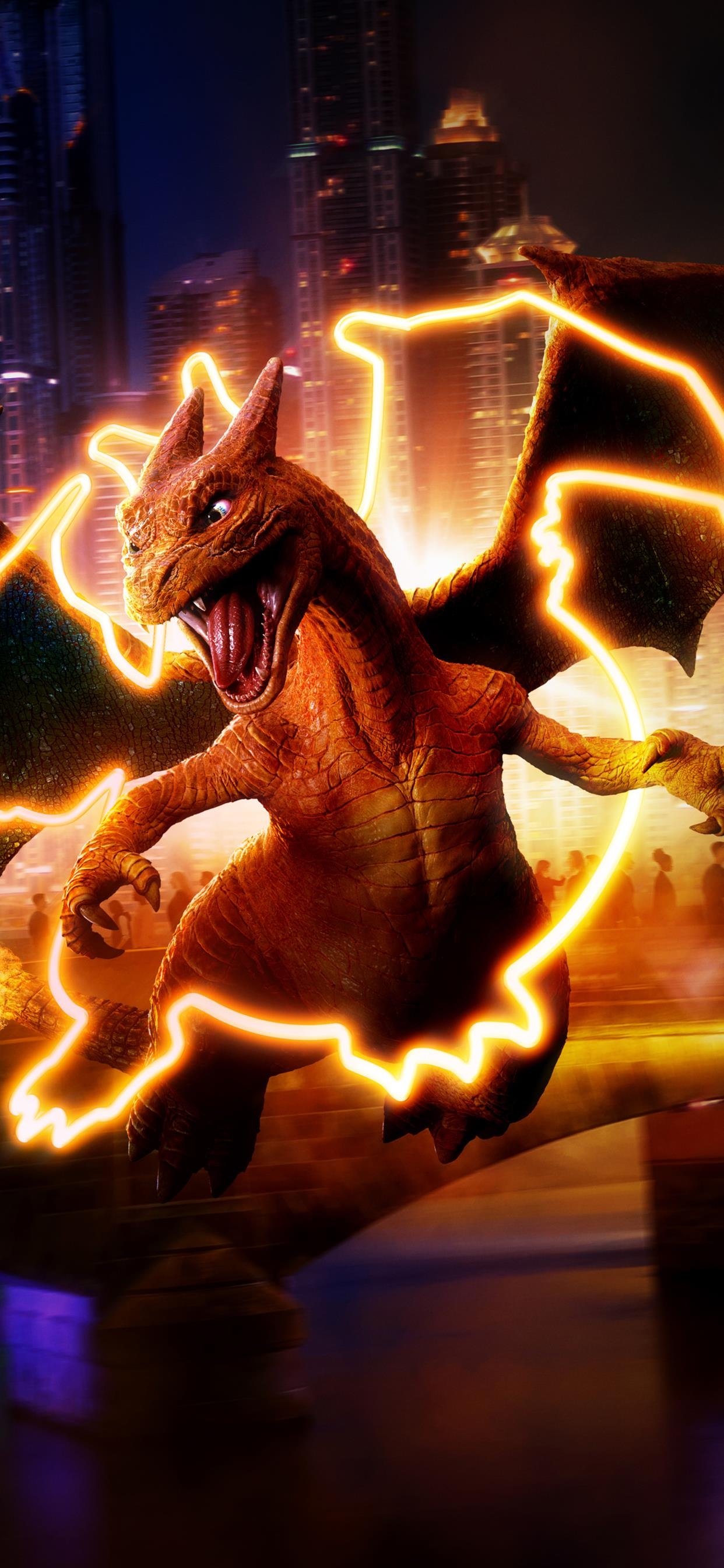 1250x2690 detective pikachu char charizard 5k iPhone X Wallpaper Free Download, Phone