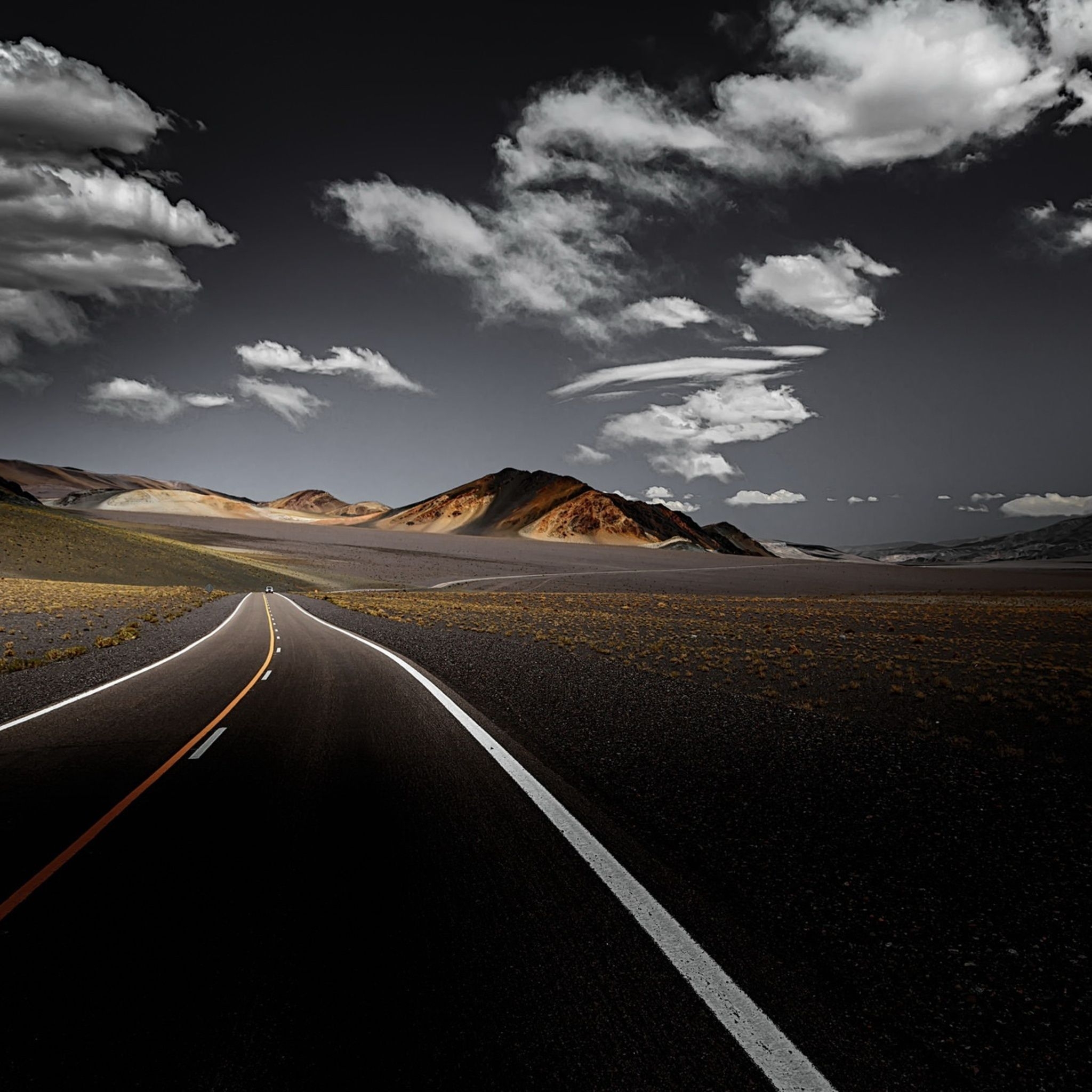 2050x2050 Dark Road Clouds Over Landscape View Front iPad Air HD 4k Wallpaper, Image, Background, Photo and Picture, Phone