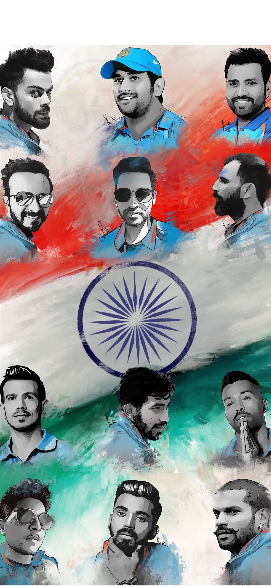 1130x2440 Fan art Indian cricket team, Phone